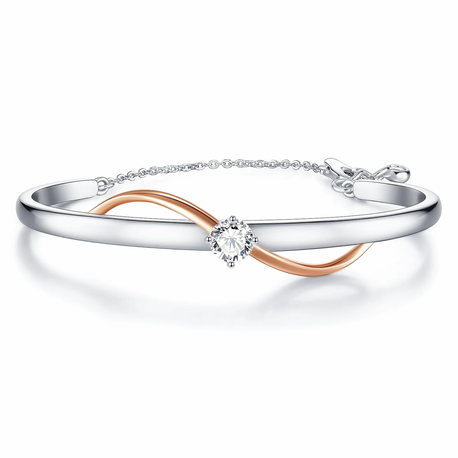 Bracelet Femme Plaqué Or Blanc 18 Carats et Or Rose Éternité en Mouvement Infini