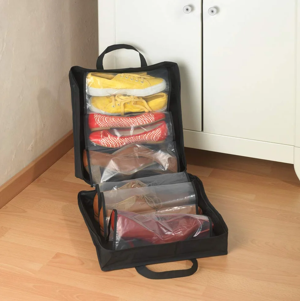 WENKO Sac de voyage pour chaussures Deep Black 36.5 x 36.5 x 14.5 cm Noir