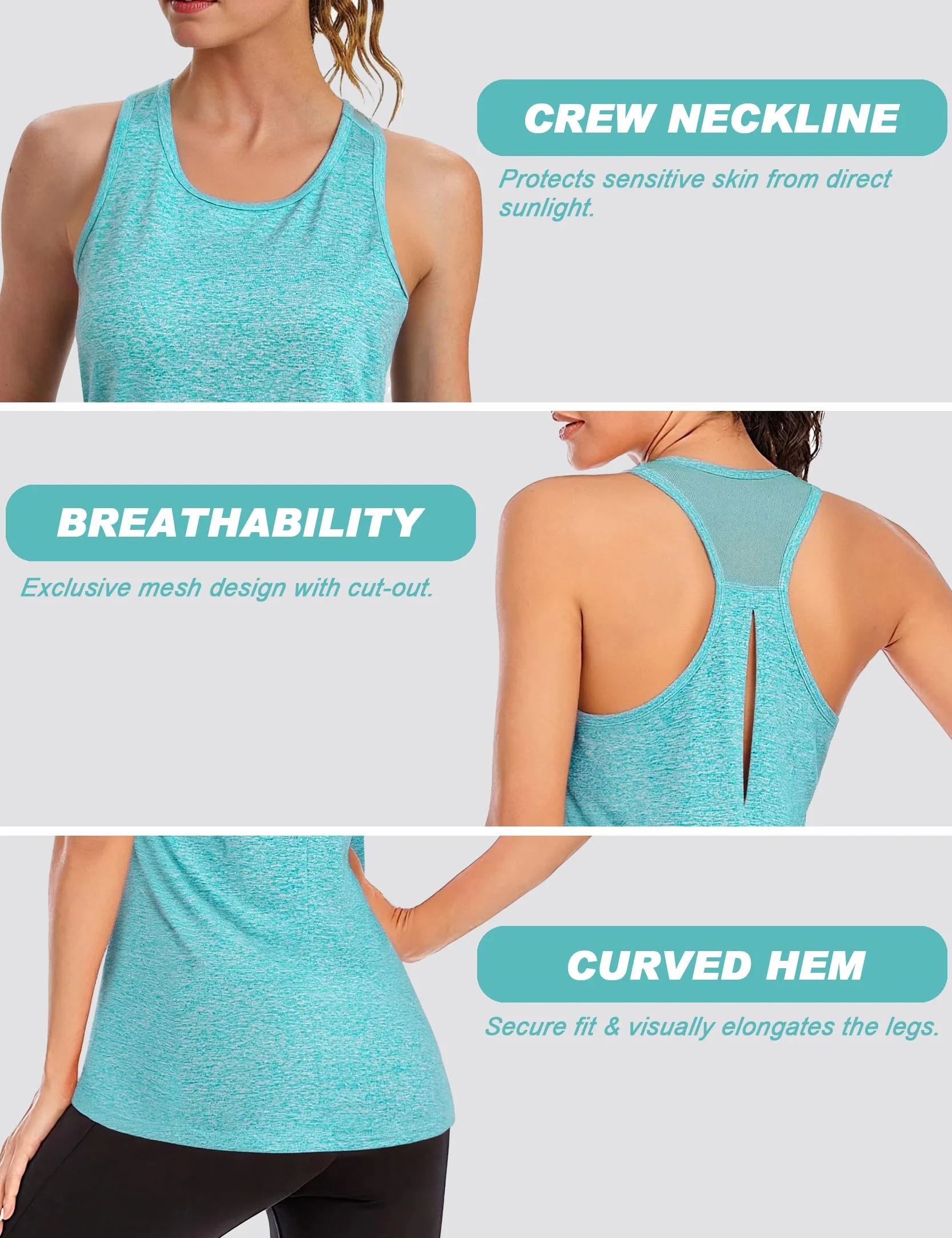 Débardeur Sport Femme Col Rond sans Manches Léger Respirant Dos Mesh Tank Top Séchage Rapide Fitness S-3XL
