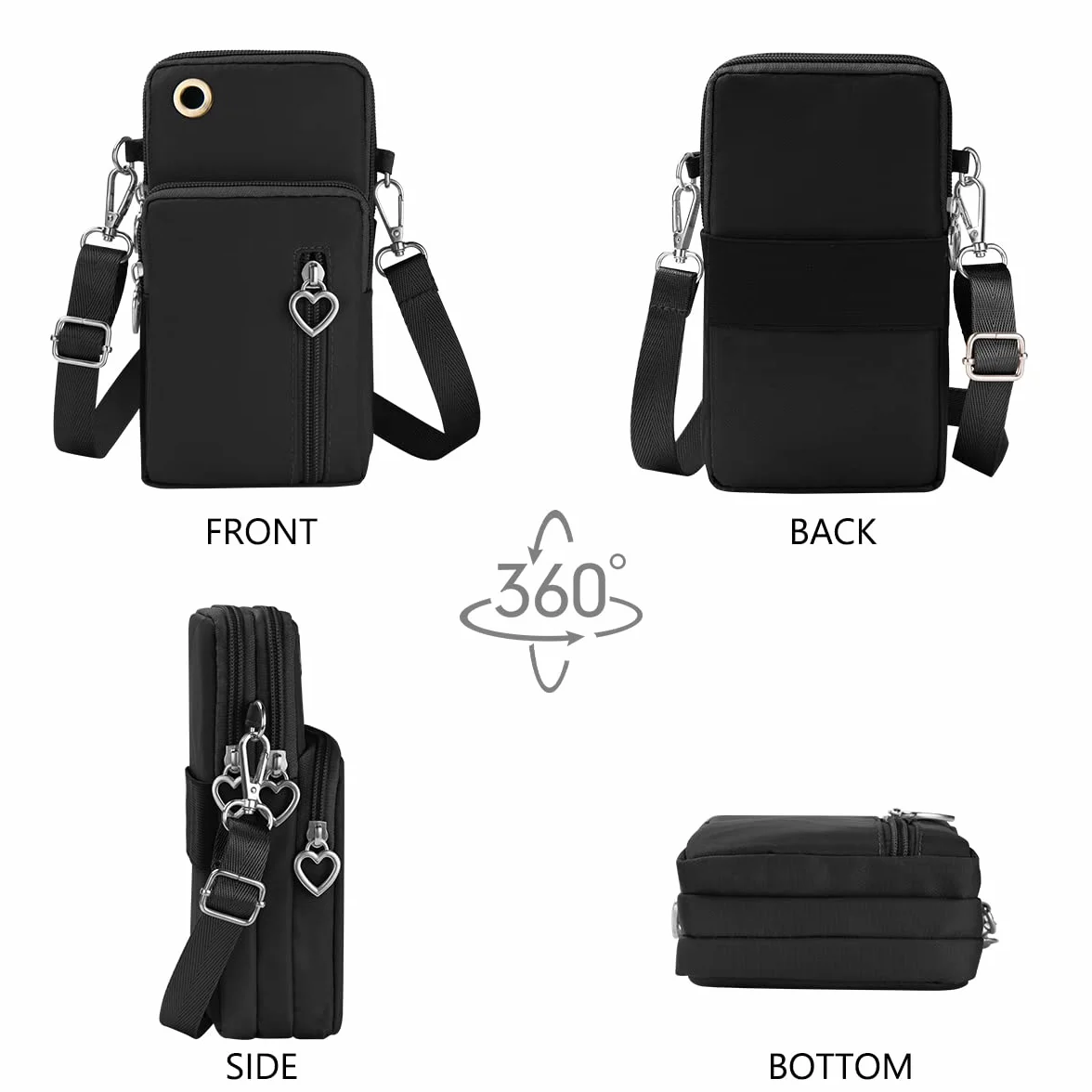 Aucuu Sacoche Téléphone Portable Femme Bandoulière Réglable Oxford Tissu Crossbody Pochette 7"