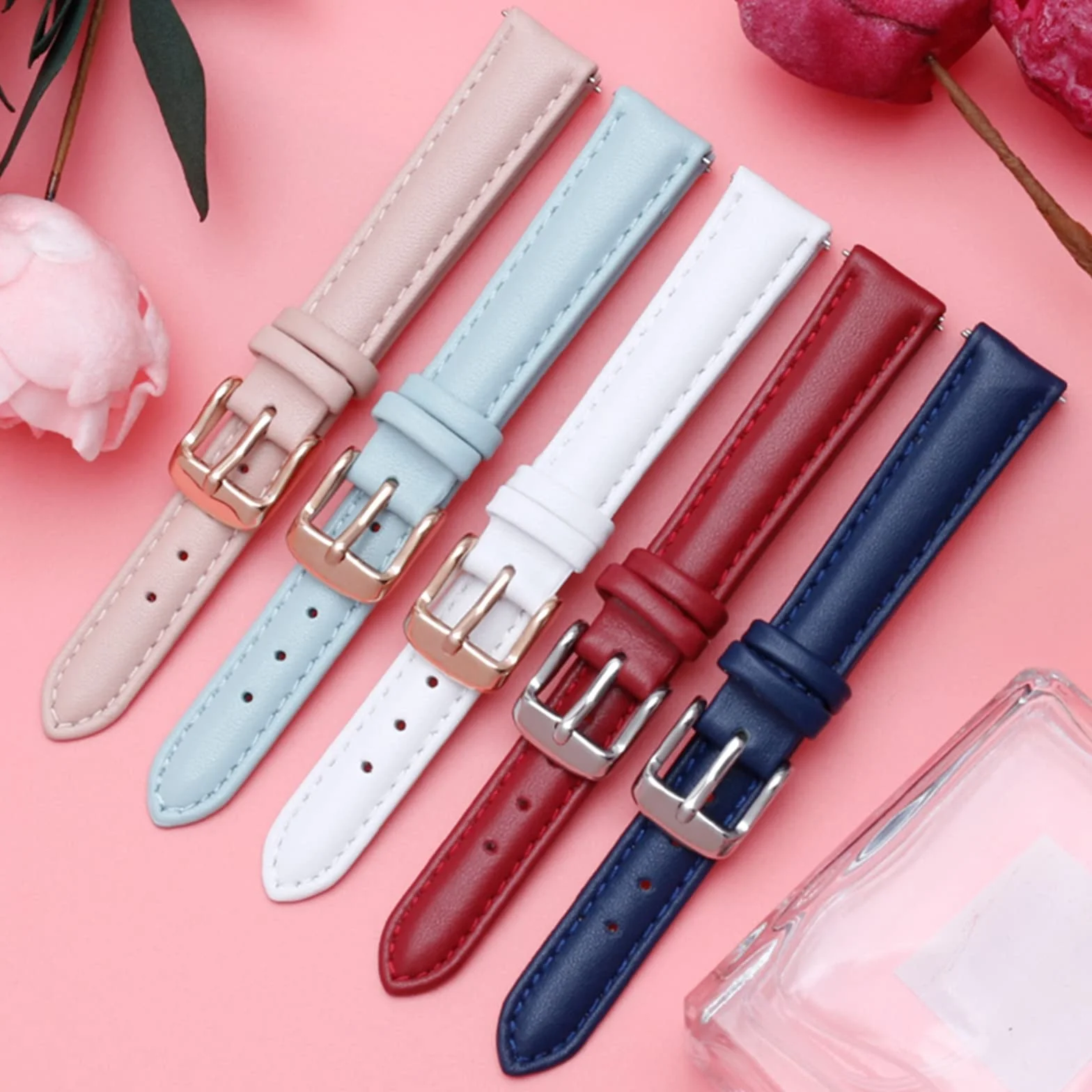 Bracelet de montre en cuir véritable 12mm-20mm pour femme remplacement