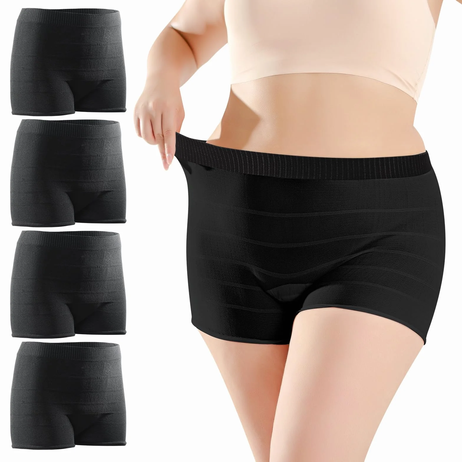 Culottes Jetables Maternité Lot de 4 Respirant Extensibles Coupe Haute Sous-vêtements Post-Partum Césarienne