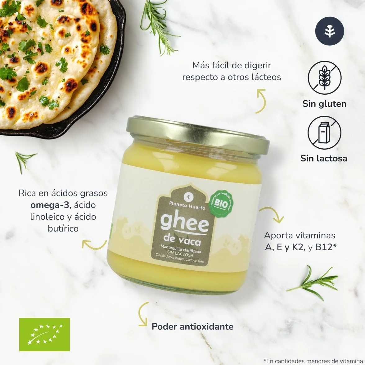Planète potager | Lot de 3 beurres clarifiés ghee 500 g – Beurre clarifié bio sans lactose ni caséine, idéal pour cuisiner, régime céto, paléo et ayurveda, goût doux et texture crémeuse