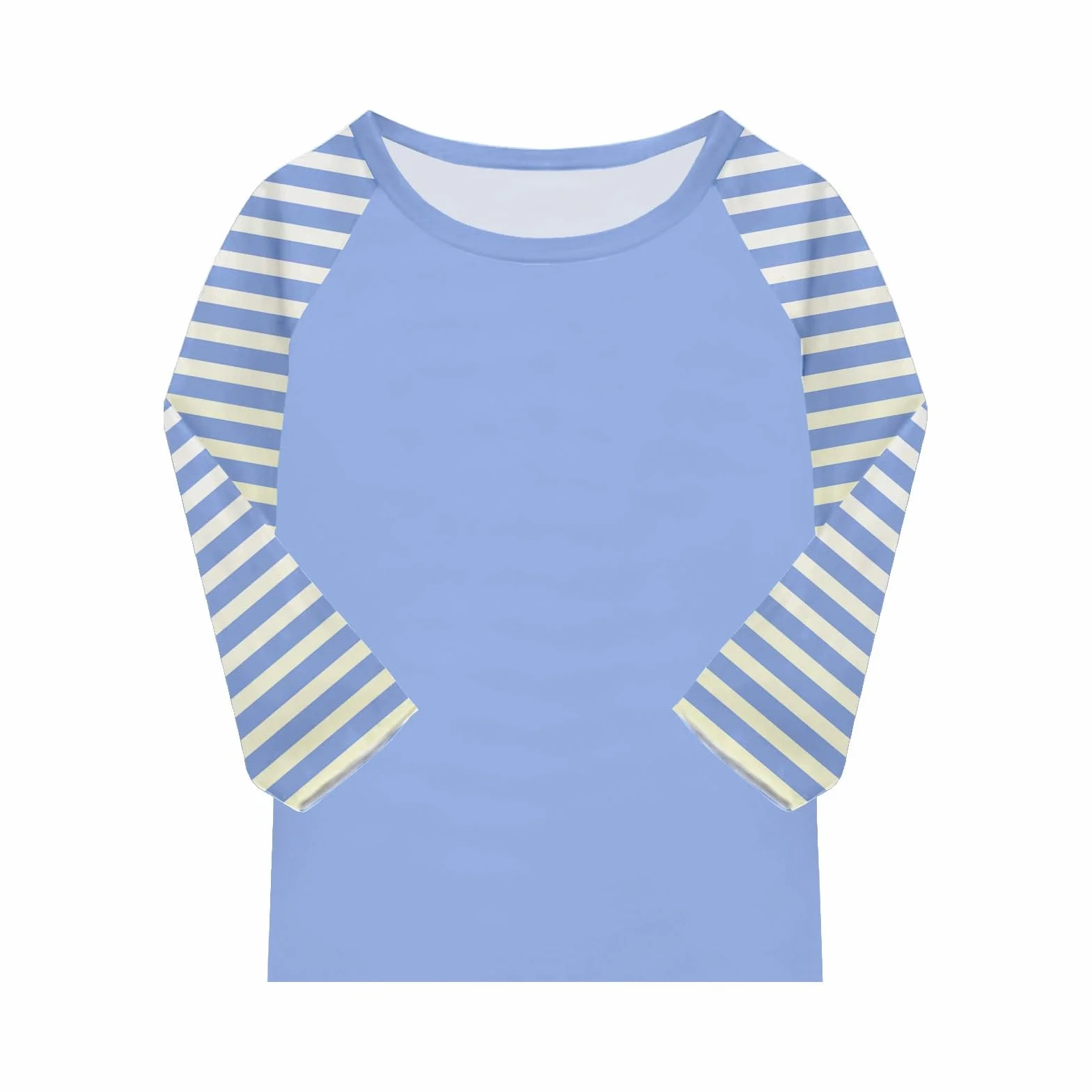 T-shirt à manches raglan pour fille avec manches 3/4 rayées, col rond en coton mélangé doux
