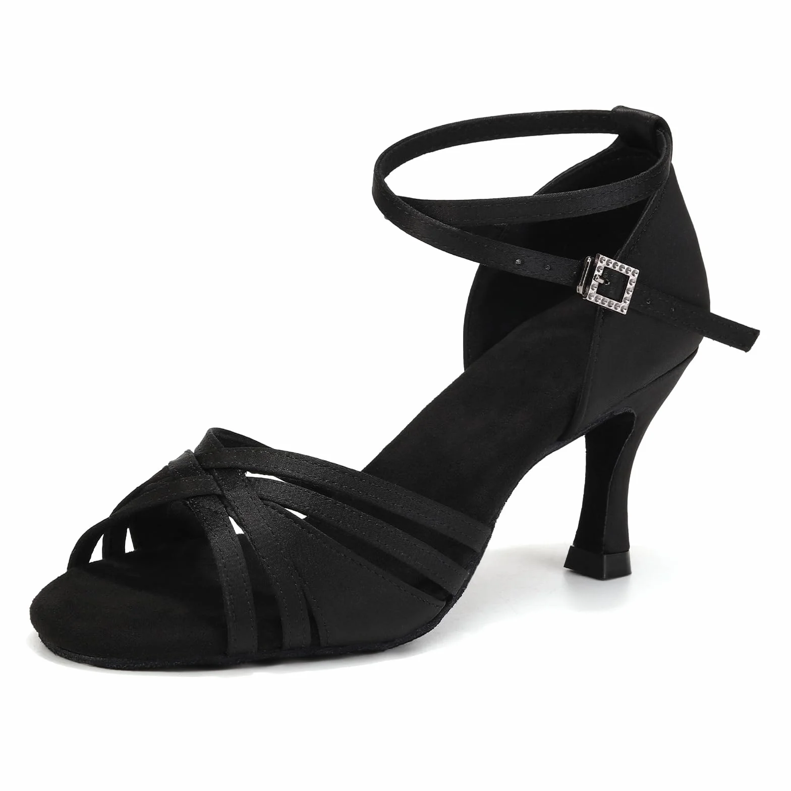 Chaussures Danse Femme Satin Bout Ouvert Talon 7.5cm Modèle L3049 Salsa Bachata