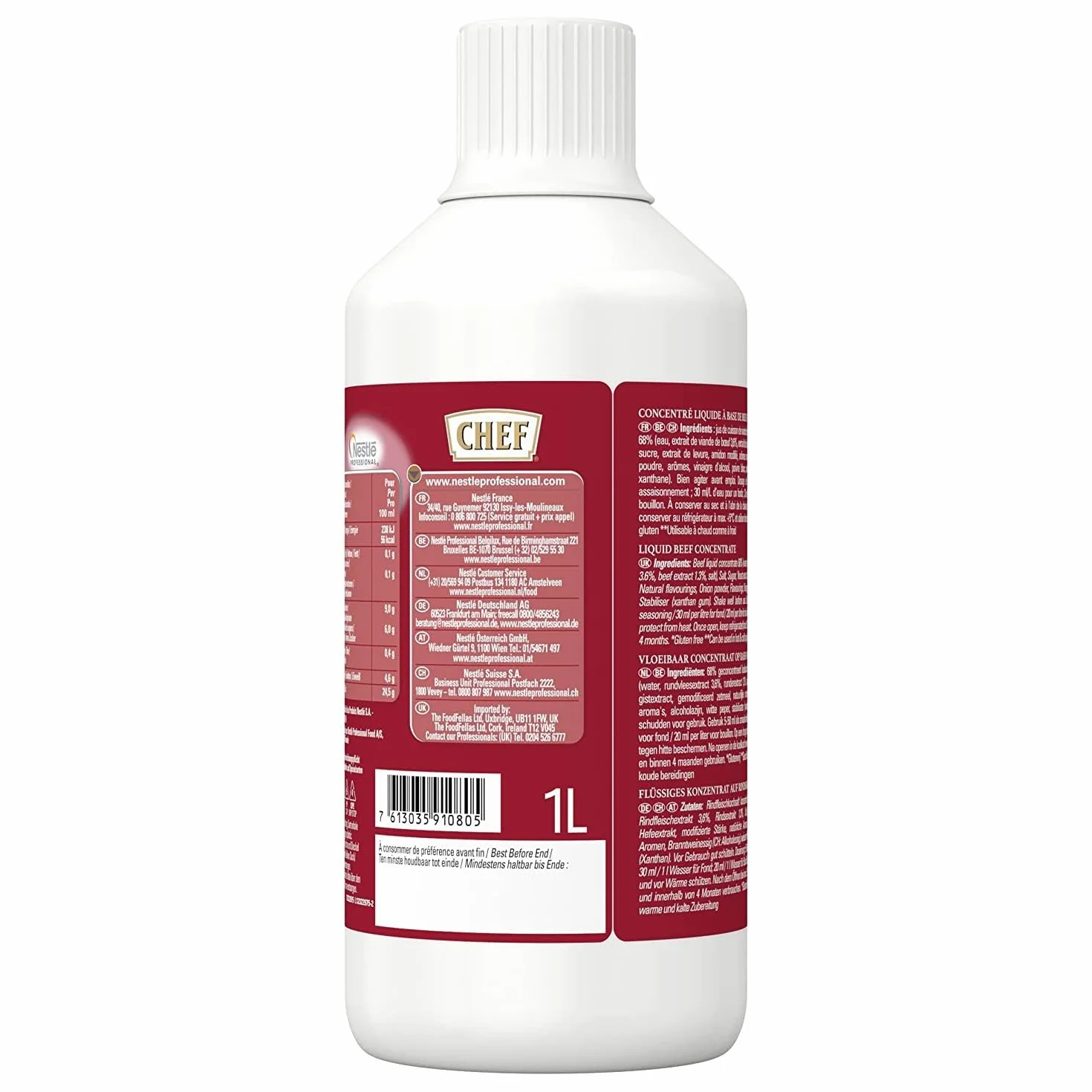 CHEF Concentré Liquide Bœuf - Aides Culinaires, Bouillons Et Assaisonnements - Bouteille De 1l