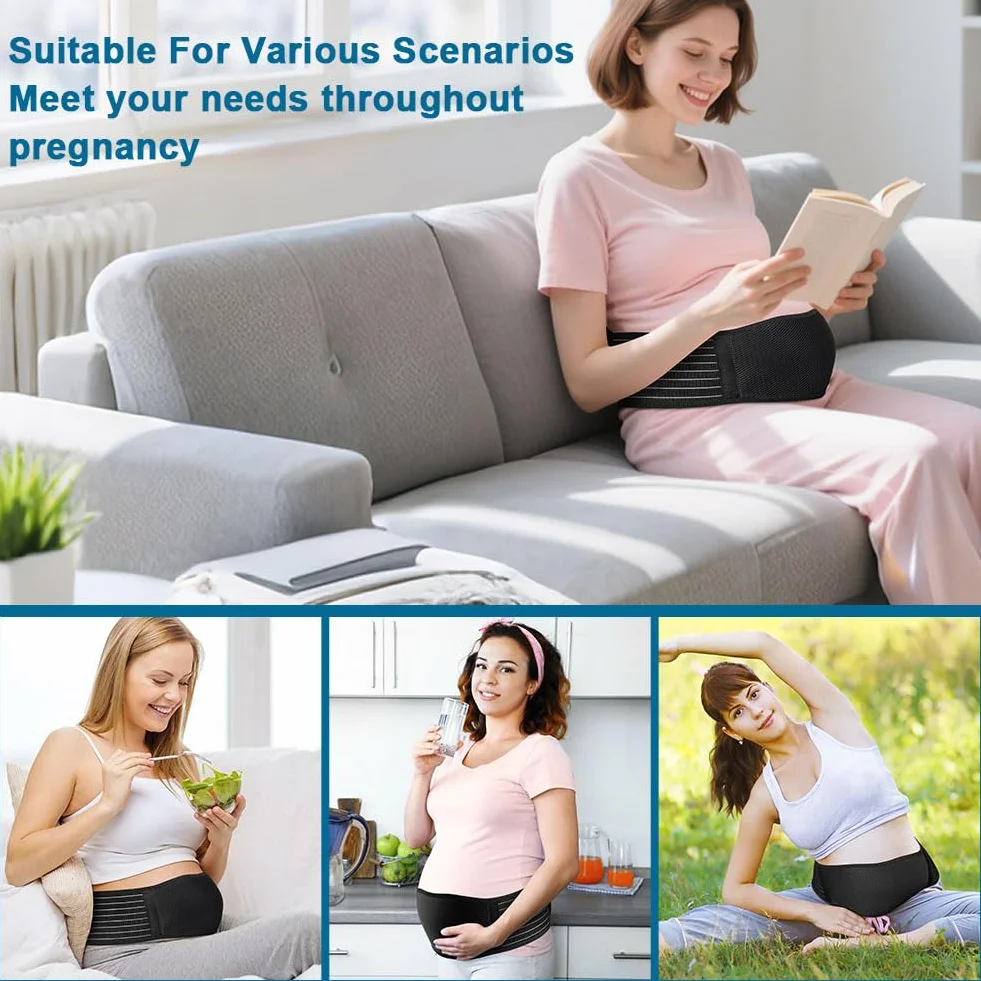 AUYAO Ceinture de Grossesse Respirante Réglable Support Abdominale et Lombaire pour Soulager Douleurs Bassin Hanche Dos