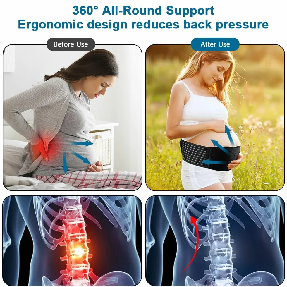 AUYAO Ceinture de Grossesse Respirante Réglable Support Abdominale et Lombaire pour Soulager Douleurs Bassin Hanche Dos