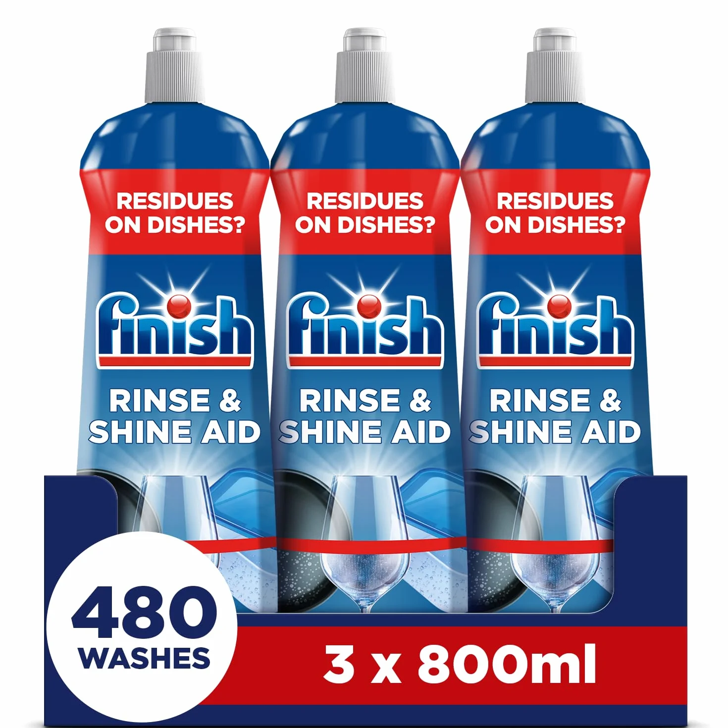 Finish liquide de rinçage normal pour lave-vaisselle Normal 800 ml (Pack of 3)