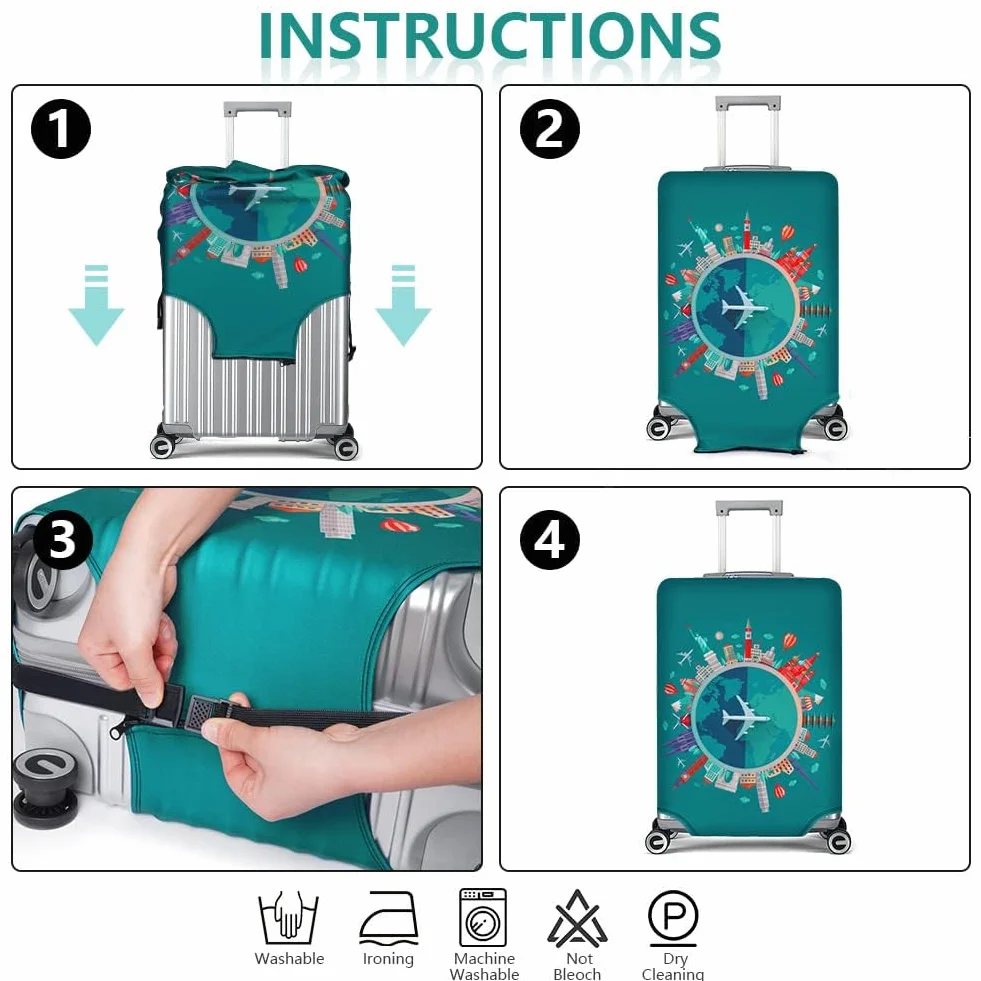 Flintronic Housse Valise Élastique, Housses de Bagages Cover, Réutilisable avec Sangle
