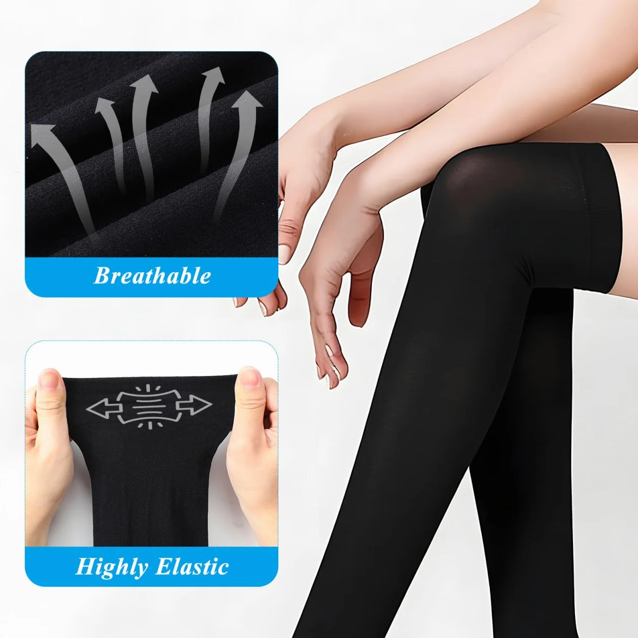 Healvian Lot de 2 protège-jambes noirs pour femme - Manchons en soie glacée contre le soleil et le refroidissement