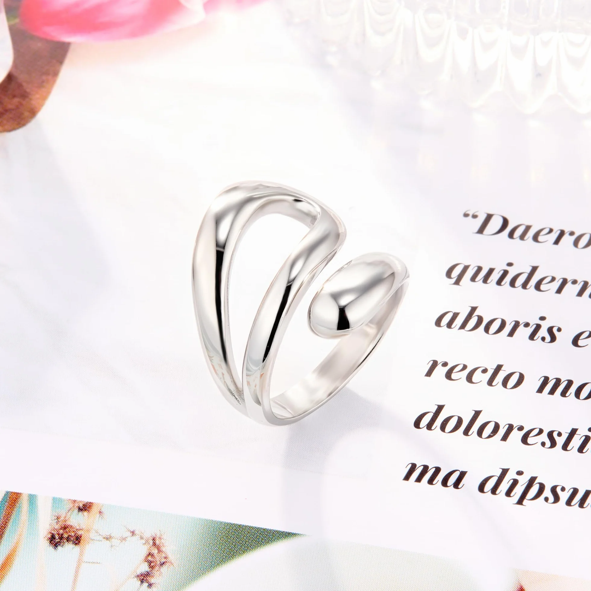 ALEXCRAFT Bague Femme Or/Argent Goutte d'Eau Chunky Acier Hypoallergéniques Plaqué 14K Ajustable
