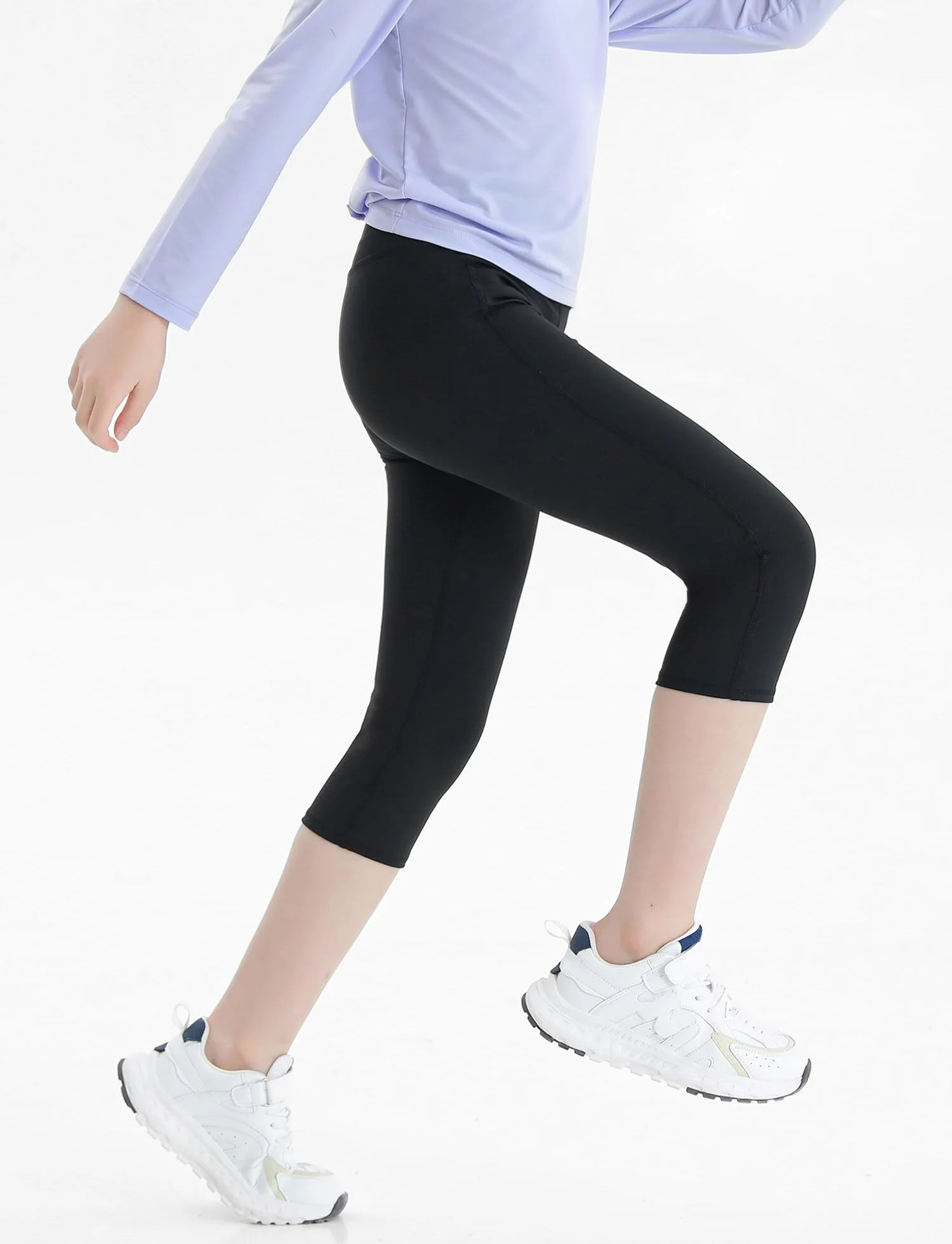 SEAUR Pantacourt Legging Sport Fille 4-12 Ans Leggings Enfant Gym Fitness Yoga 100-150CM