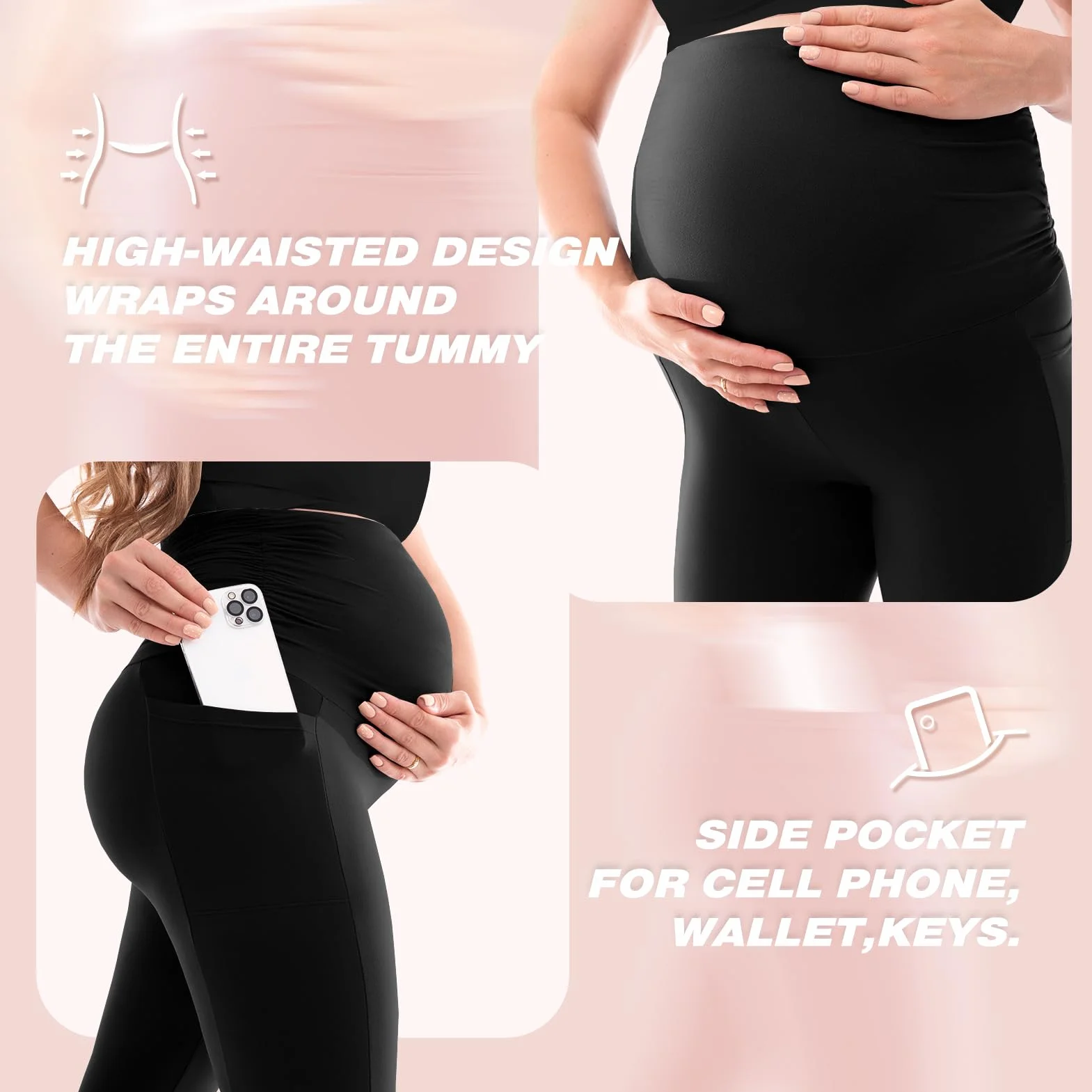 SINOPHANT Leggings de maternité Taille Haute Opaque Elastique Grossesse Yoga