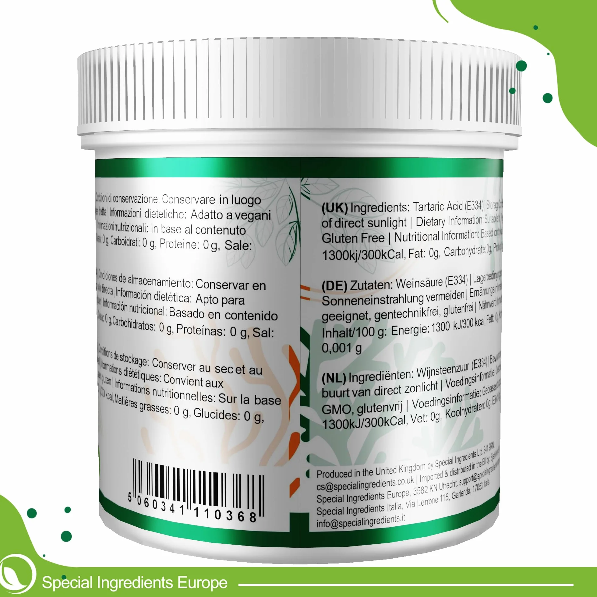 Ingrédients Spéciaux Acide Tartrique Poudre 250g Qualité Premium