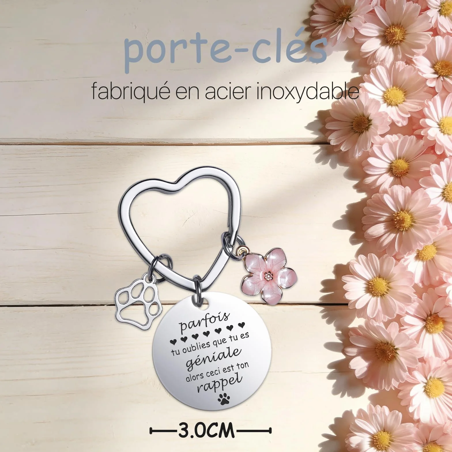 Porte-bonheur Porte-clés Figure Positive Cadeau Original pour Femme Homme Anniversaire