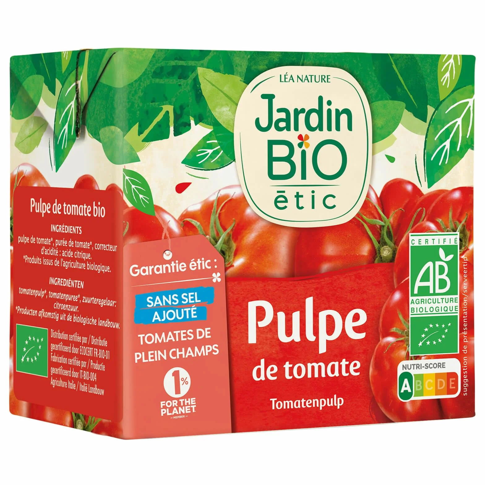 Jardin BIO étic - Pulpe de Tomate sans sel ajouté 500g