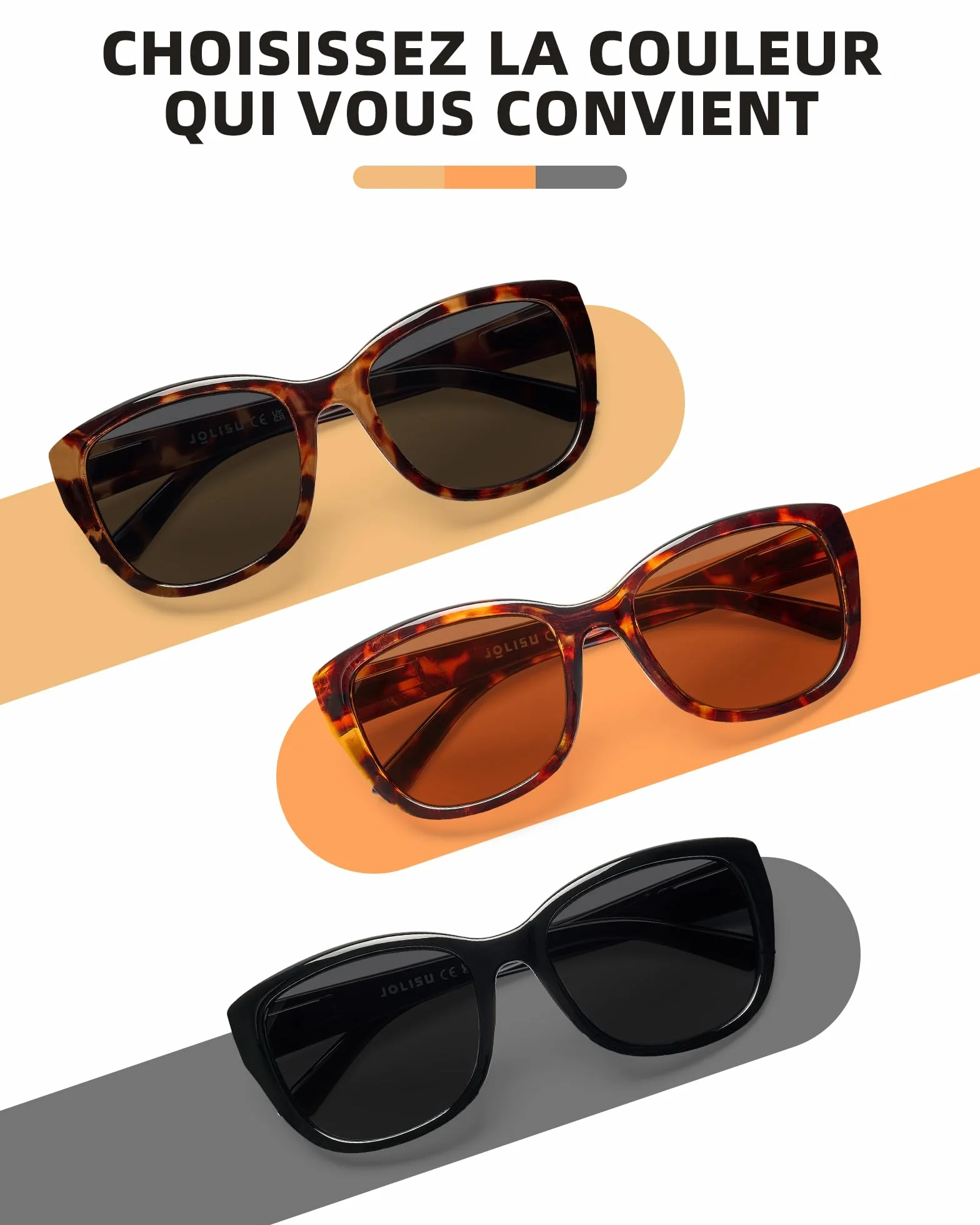 JOLISU Lot de 3 lunettes de lecture avec protection UV400 pour extérieur
