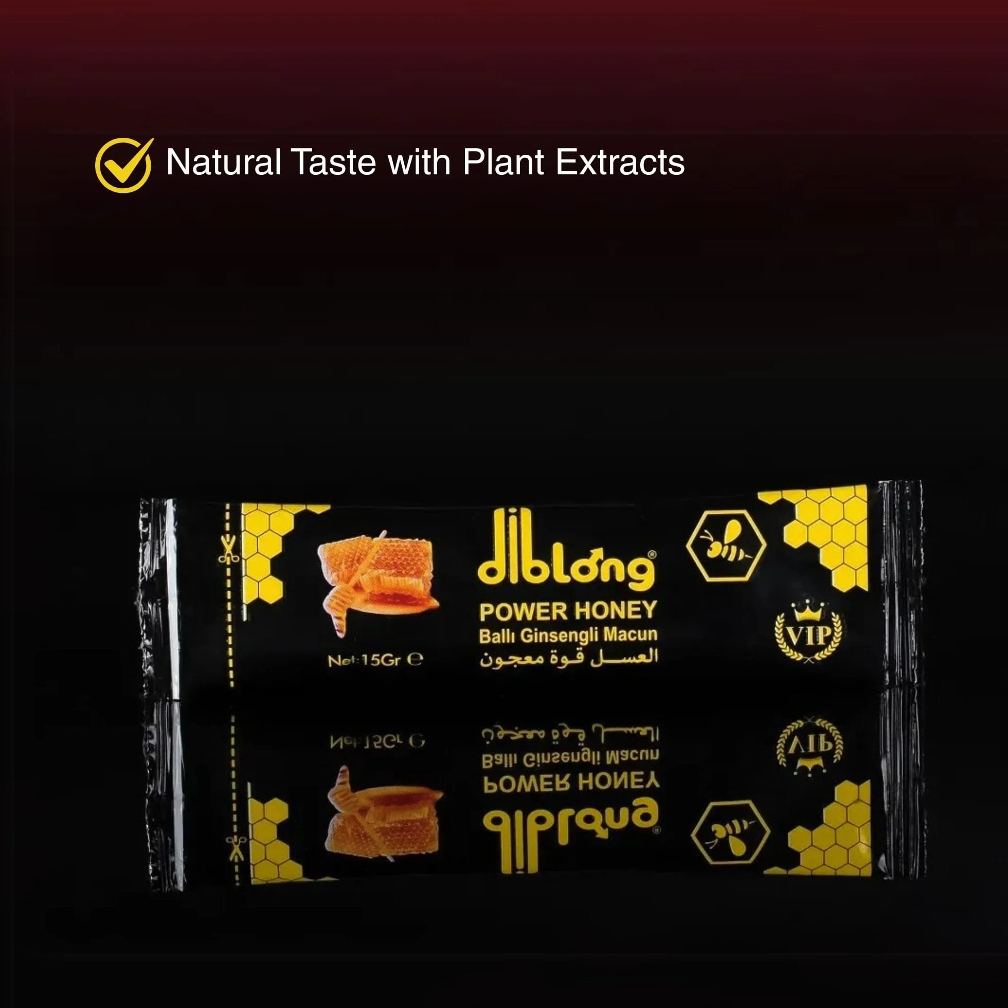 Diblong Miel Herbal Naturel – Lot de 12 Sachets x 15 g – Miel avec Ginseng, Maca et Gelée Royale – Fabriqué en Turquie