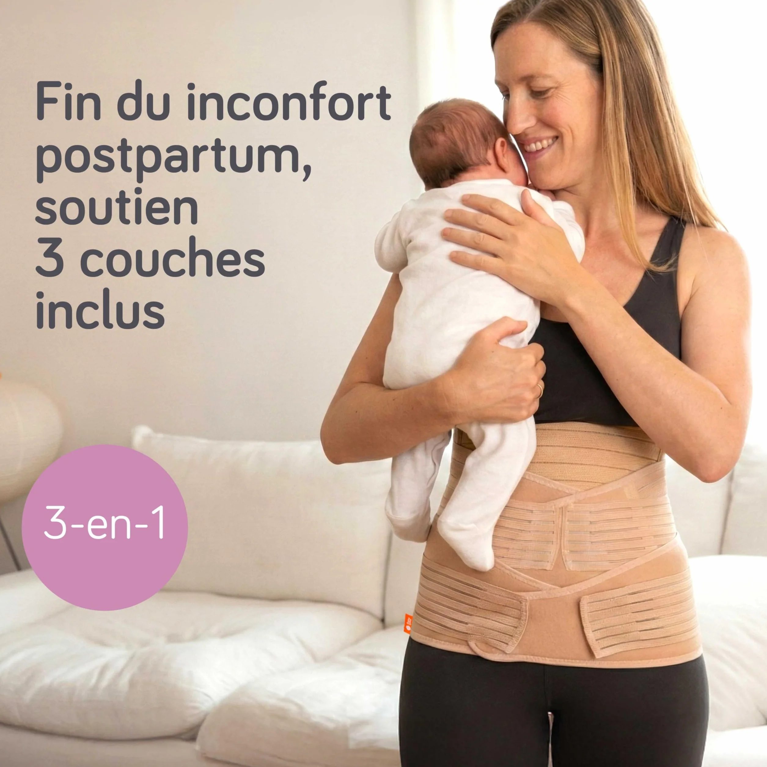 Baby Uma Ceinture Post Accouchement 3-En-1 Gaine Post Partum Triple Maintien Césarienne Légère Respirante