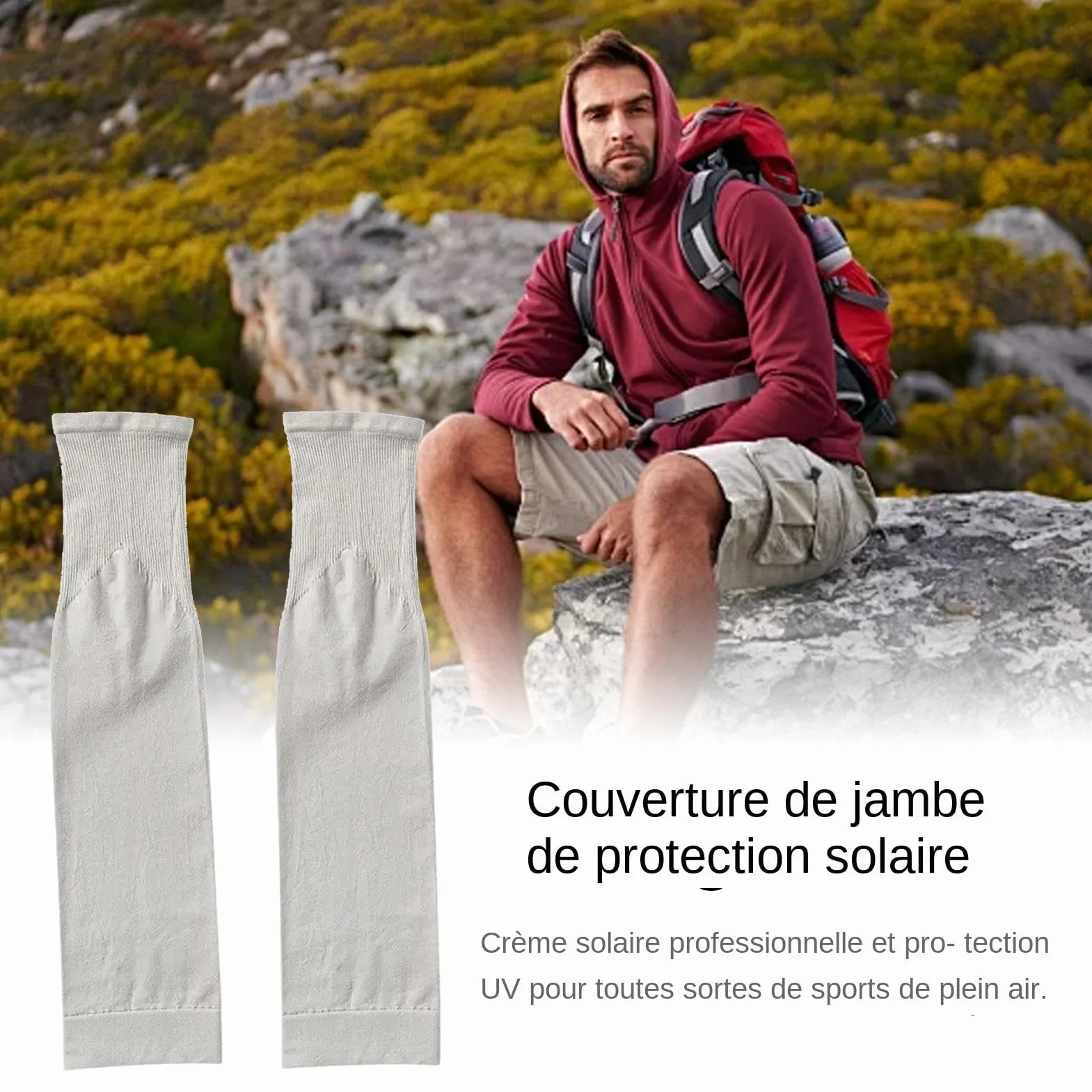 Manchons de jambe protection solaire UV soie glacée jambes larges vélo
