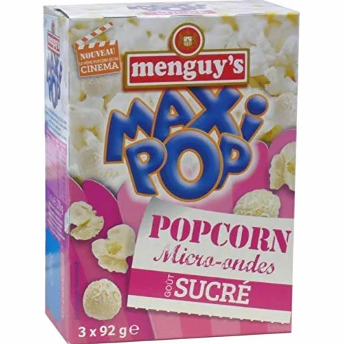 MENGUY'S - Pop Corn Micro Ondes Sucre 3X92G - Lot De 4 - livraison offerte