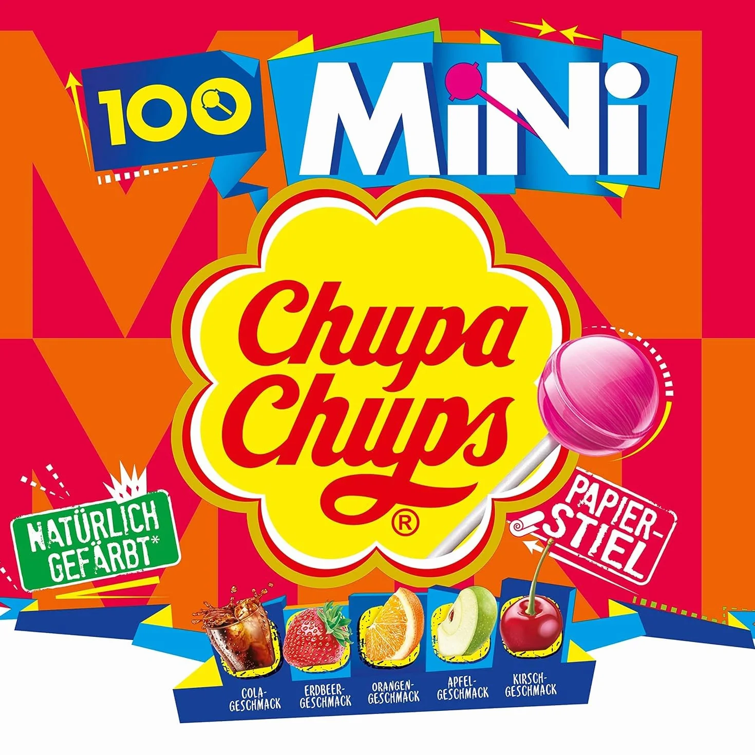 Chupa Chups Chupa Chups Sachet De 100 Mini Sucettes Assorties, Orange (Lot de 1)