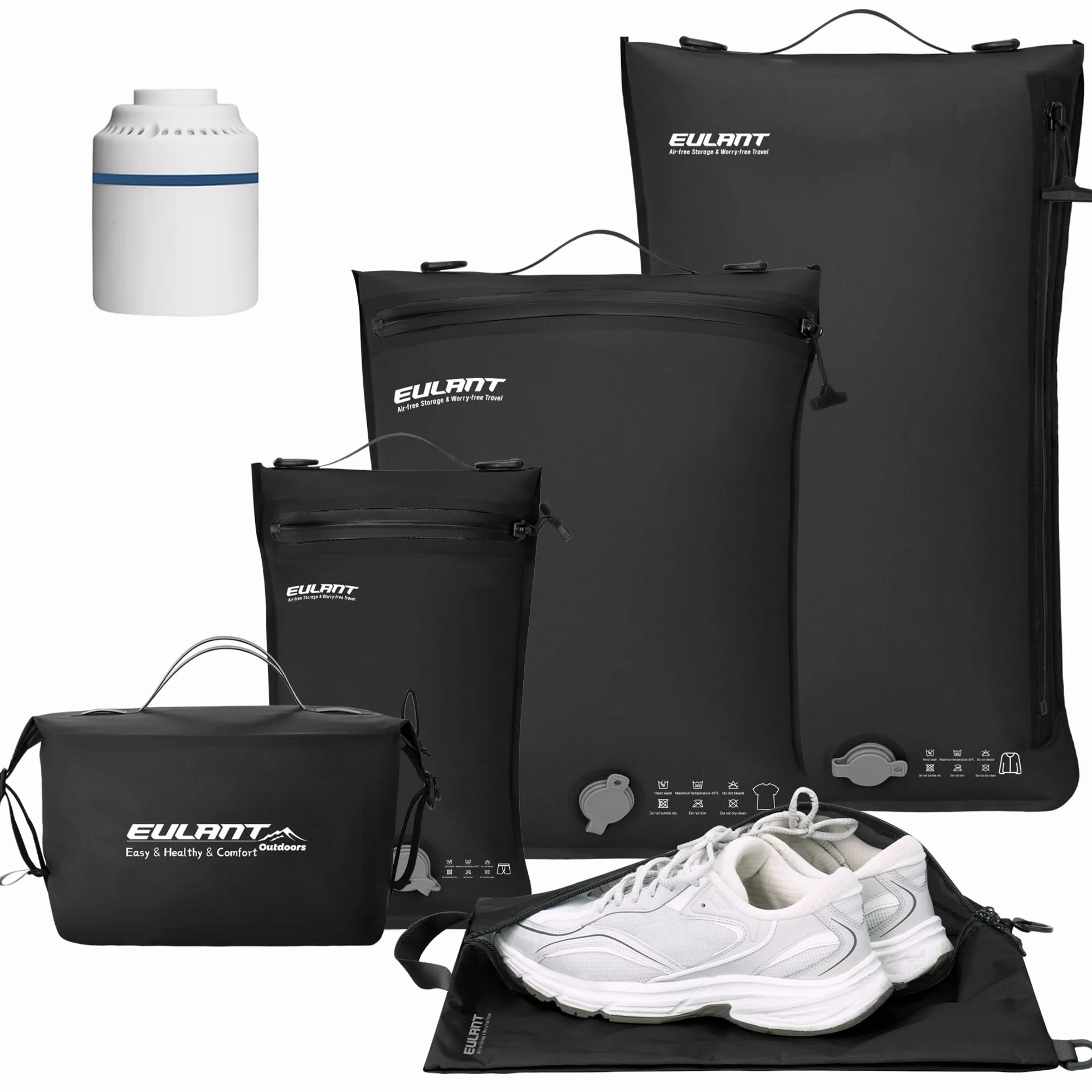 EULANT Lot de 5 Cubes de Compression Sous Vide Réutilisables pour Voyage avec Sacs Étanches