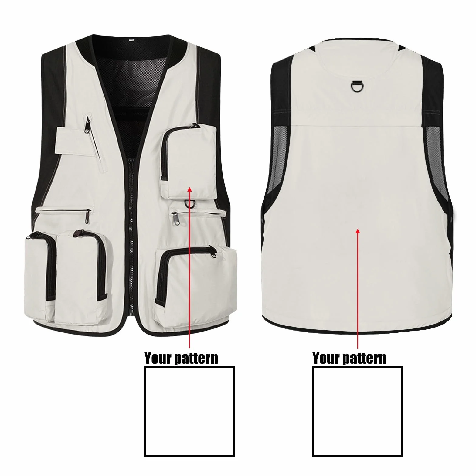 Gilet Sans Manche Zippé Multipoches Personnalisable Homme Femme Unisex, Léger S-3XL