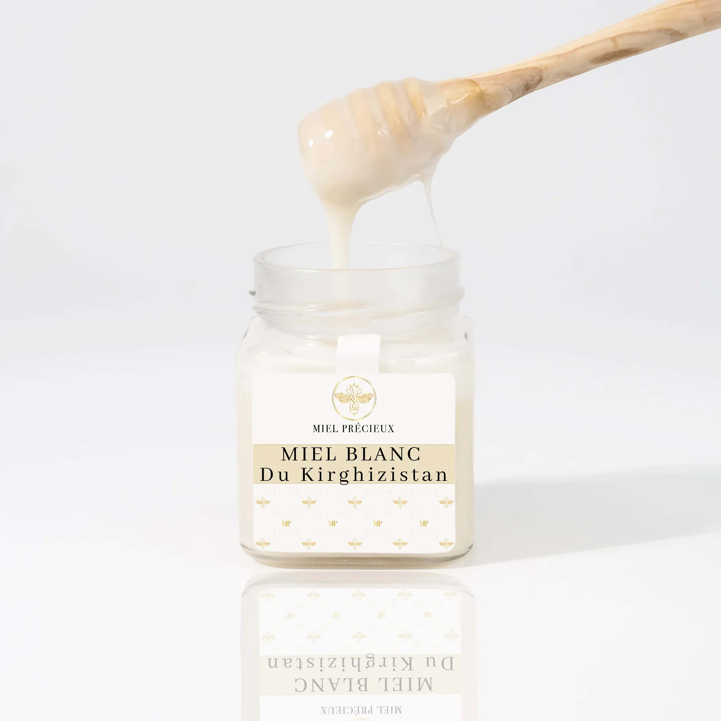 Miel Blanca de Kirguistán | Miel Cremosa Untable de Esparceta | No Pasteurizada 100% Pura | Color Marfil | Tarro Cristal 250g | Miel Précieux