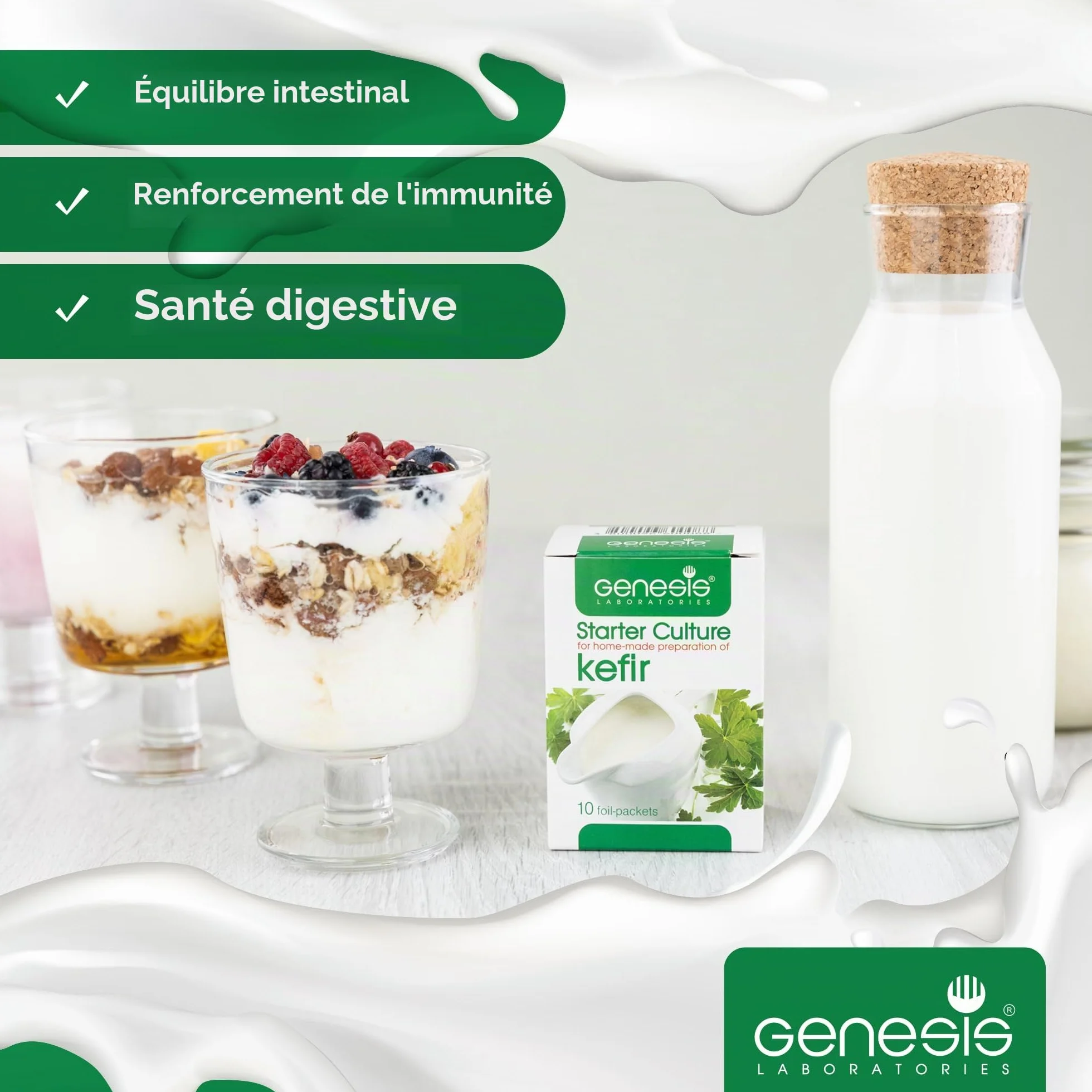Genesis Starter Culture pour la préparation artisanale de kéfir -pour et de 50L