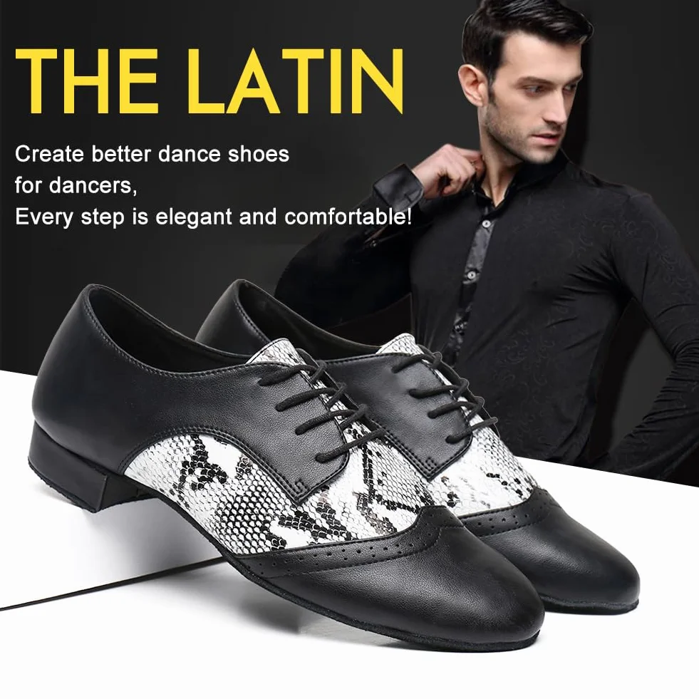 Chaussures de Danse Latine Cuir Professionnelle Homme Salsa Tango Salle de Bal Modèle L147