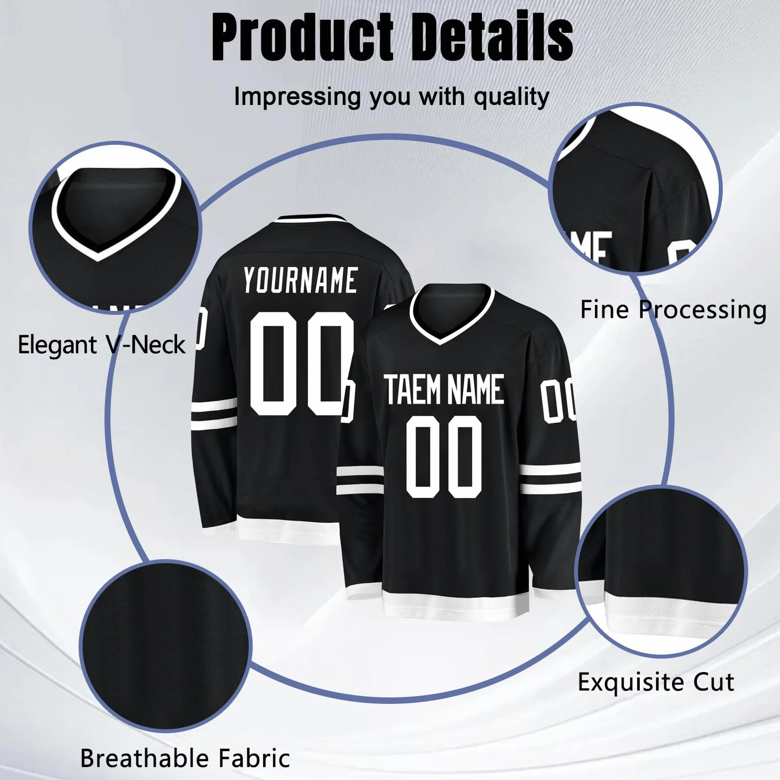 Maillot de Hockey personnalisé avec nom numéro équipe Cadeaux Enfants Adultes Style 3