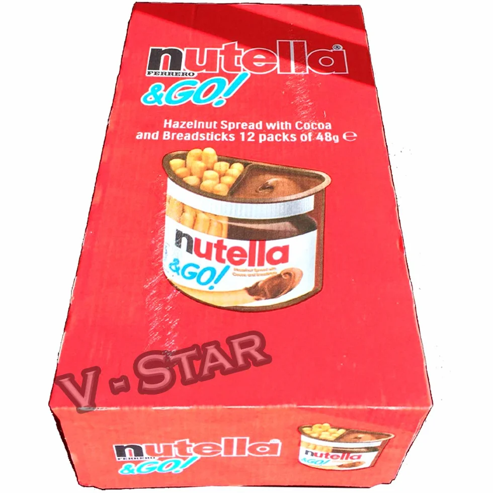 Boîte complète de NUTELLA Ferrero & GO Pâte à tartiner noisette & Bâtonnets de pain malté 12 x 48 g