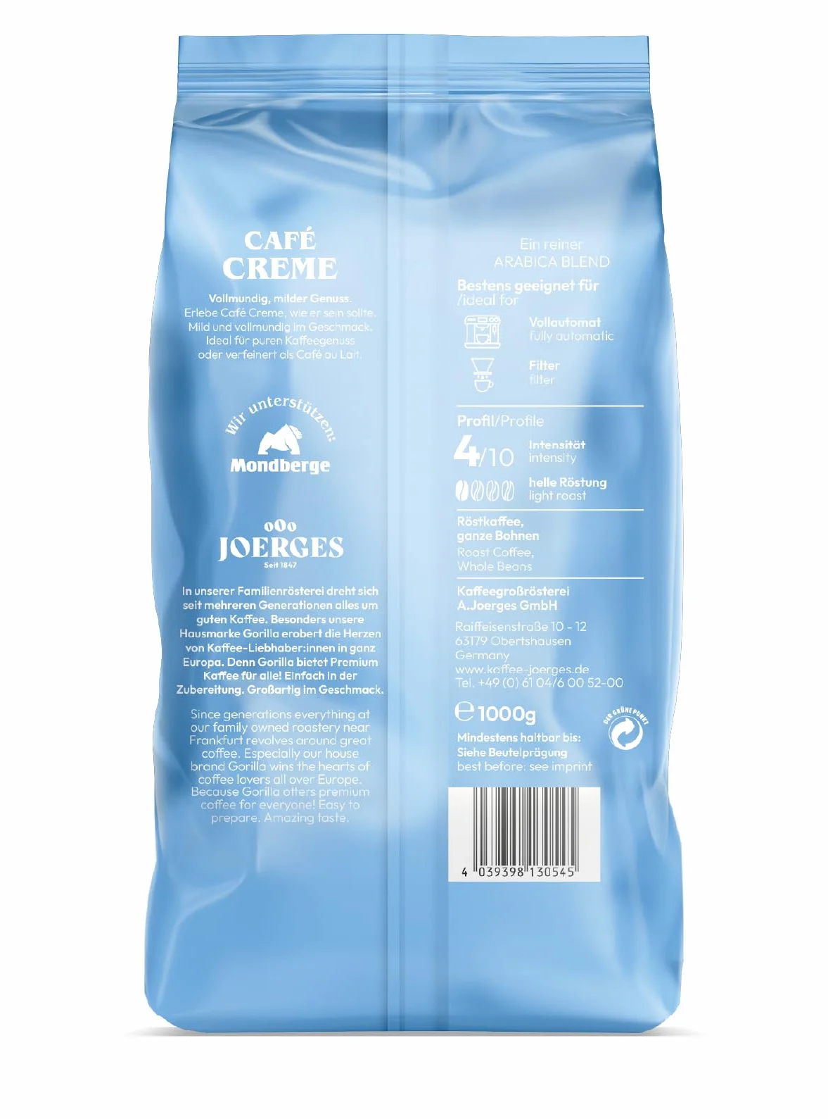 Gorilla Café Creme Kaffeebohnen 1kg