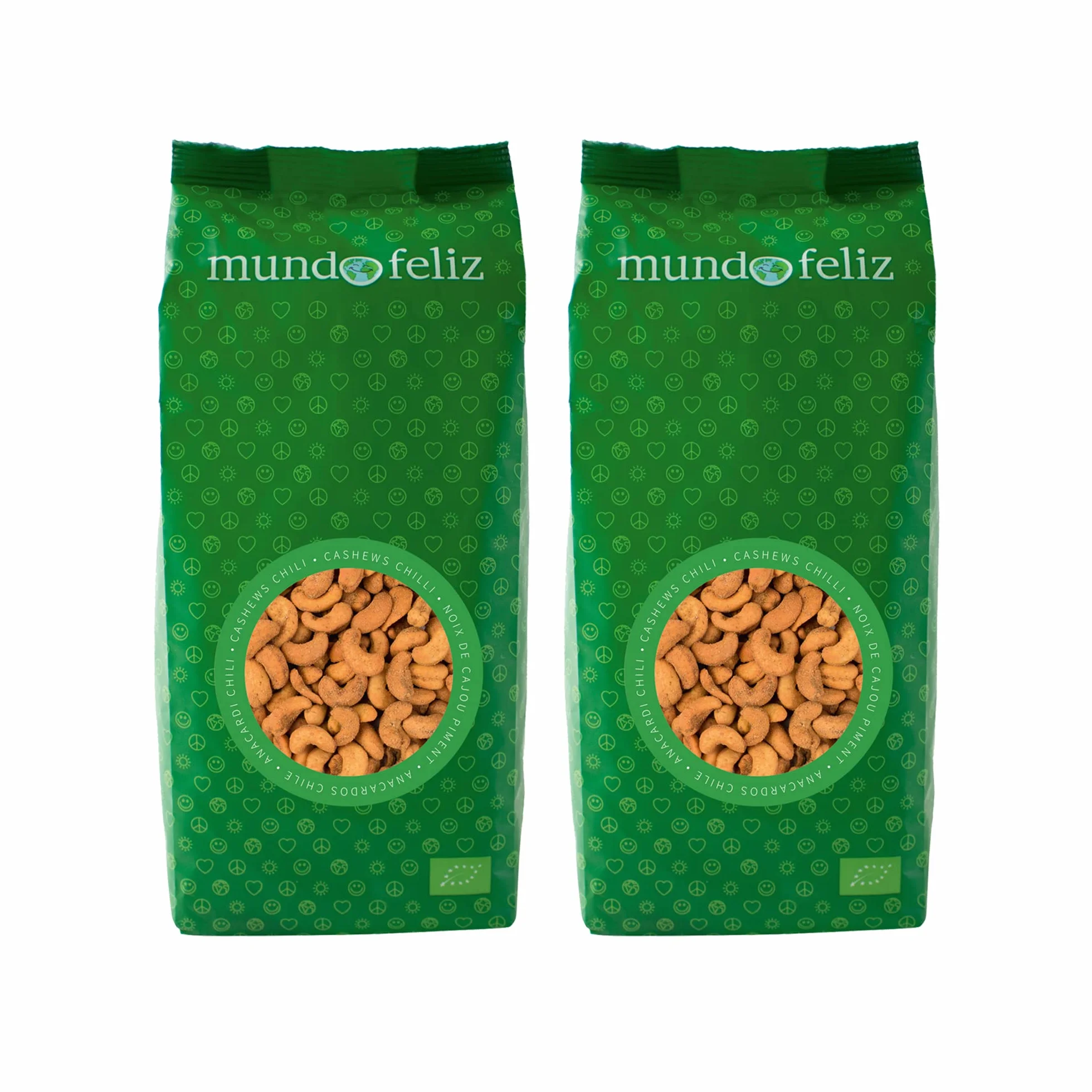 Mundo Feliz - Noix de cajou bio, grillées et salées, 2 x 400 g