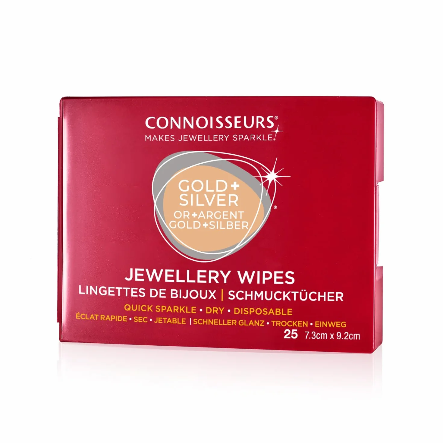 Connoisseurs Lingettes Nettoyantes pour Bijoux - Chiffon Polish Argent Or - Brillance - 25 Lingettes Sèches