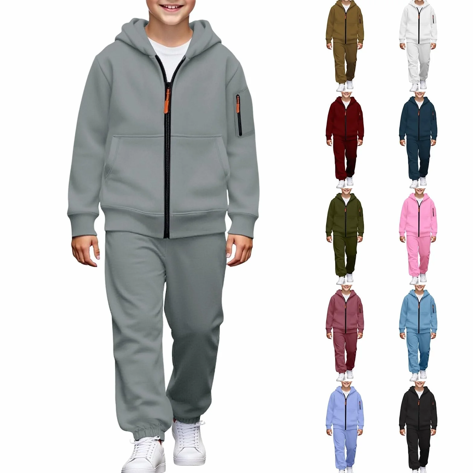 Survêtement 2 pièces en polaire pour filles et garçons - Ensemble complet avec fermeture éclair intégrale