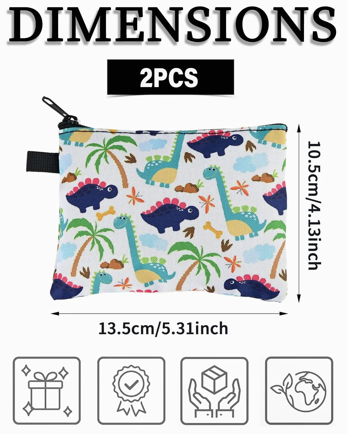 Porte-Monnaie Enfant Mignon Dessin Animé Animal Sac à Monnaie avec Fermeture éclair Portefeuille Carte Porte-clés 2 PCS