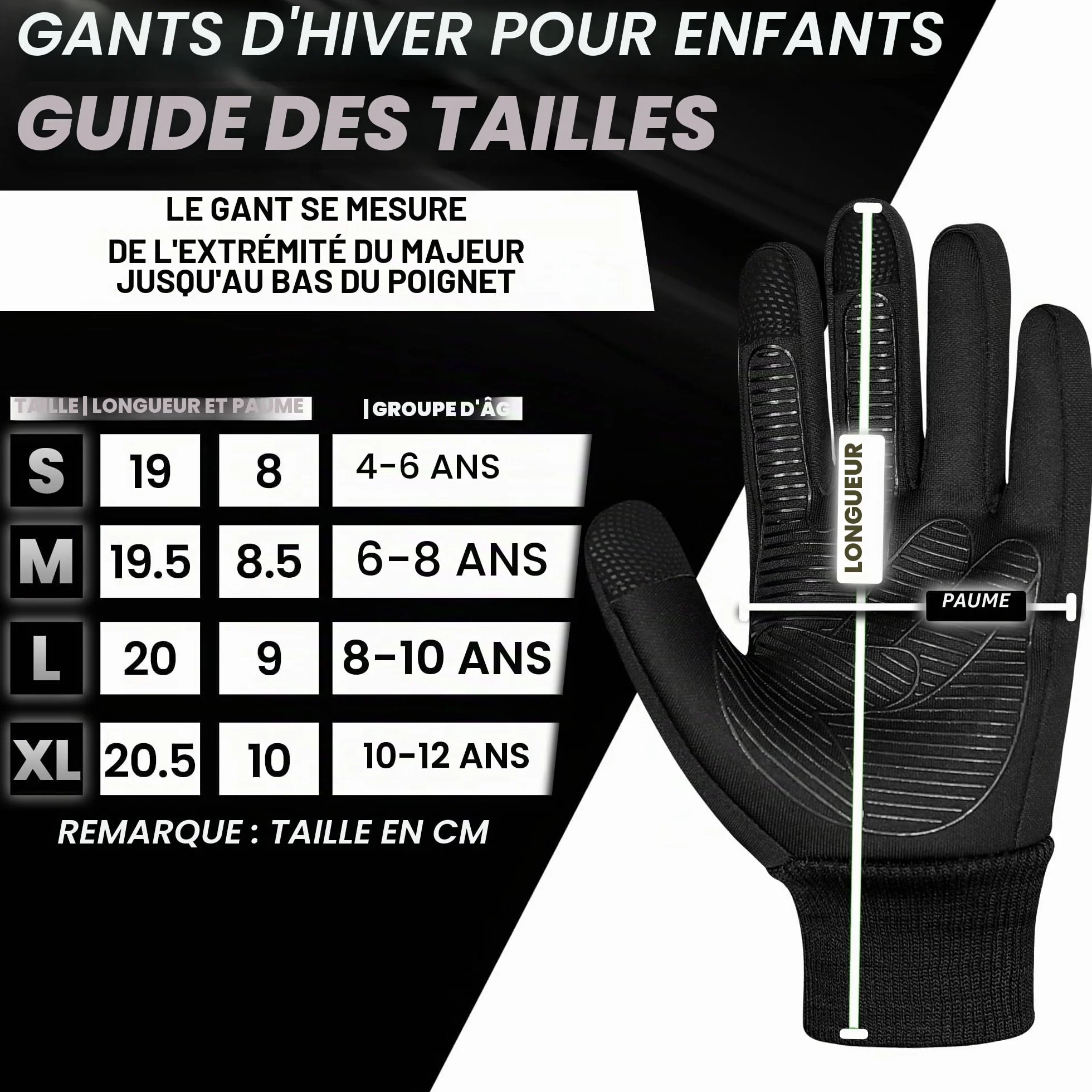 Gants Ski Enfant 5 Ans Résistants à l'Eau Tactiles Antidérapants Chauds Lavables en Machine