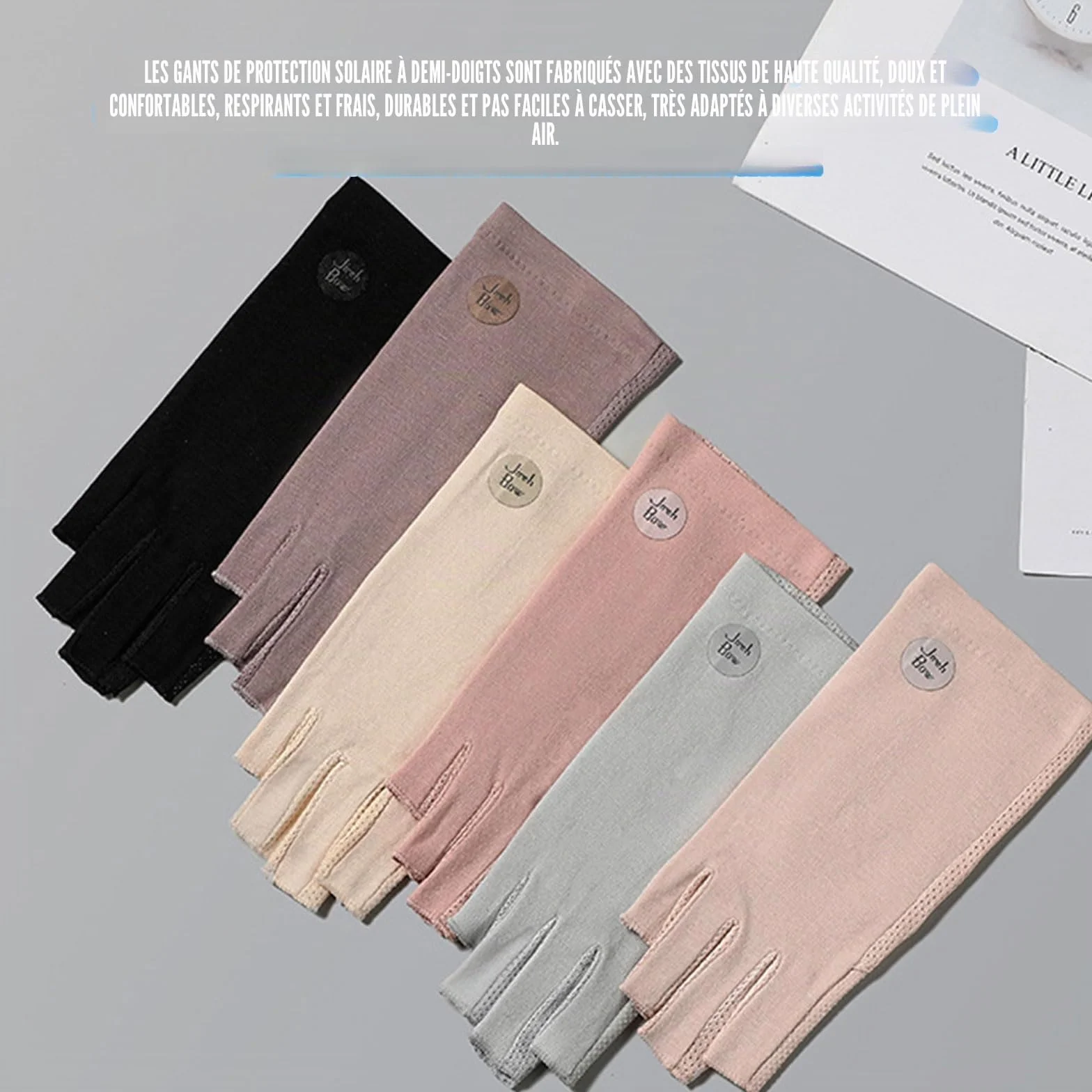 Gants de conduite d'été femme protection UV antidérapants ongles en gel équitation cyclisme