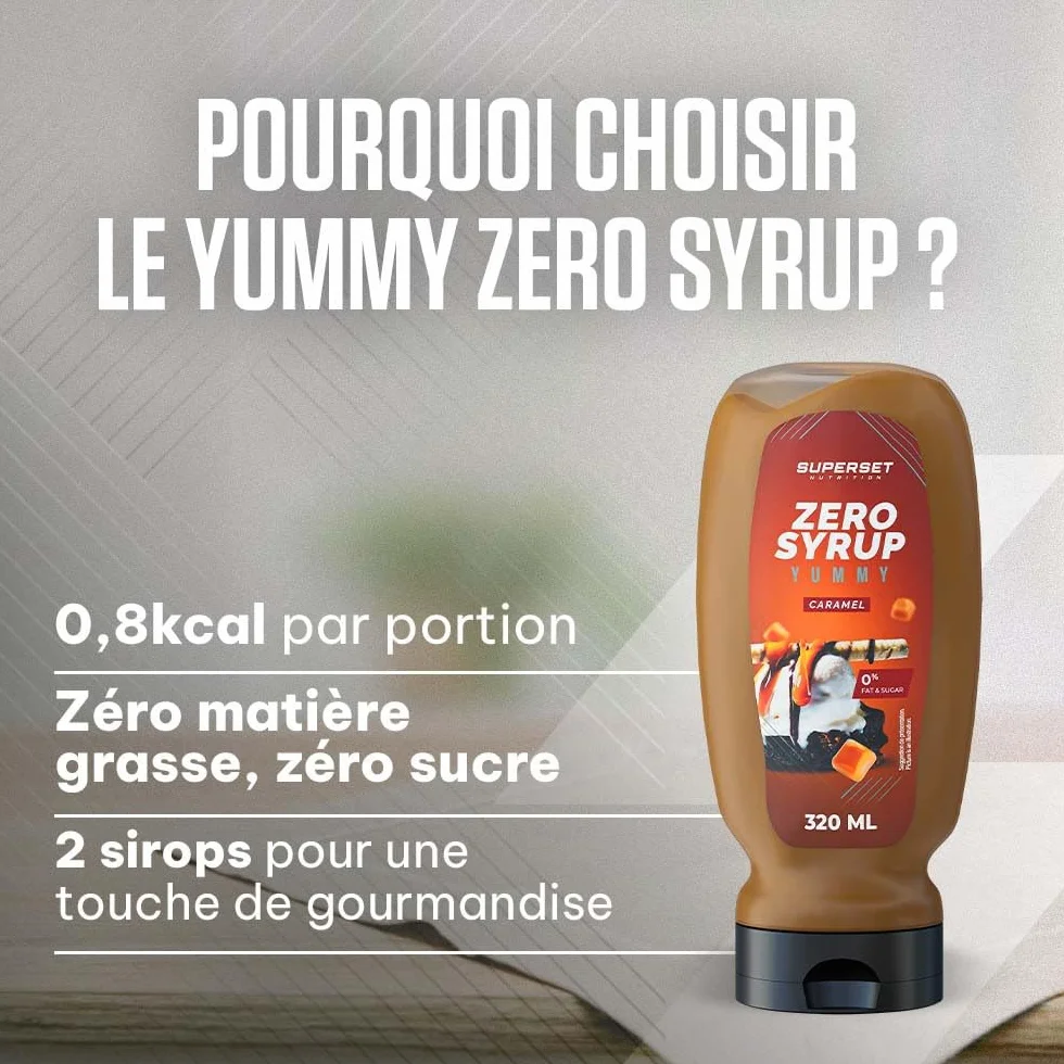 Superset Nutrition | Yummy Zero Syrup (320ml) | Sirops zéro calories | Sirops zéro calorie ultra gourmands - Caramel