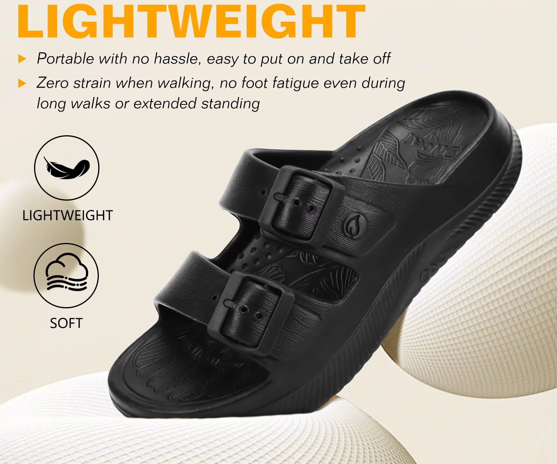 ONCAI Sandales de Récupération Femmes Boucle Réglables Orthopediques Fasciite Plantaire Slides Sport Extérieures Antidérapante Taille 36-42