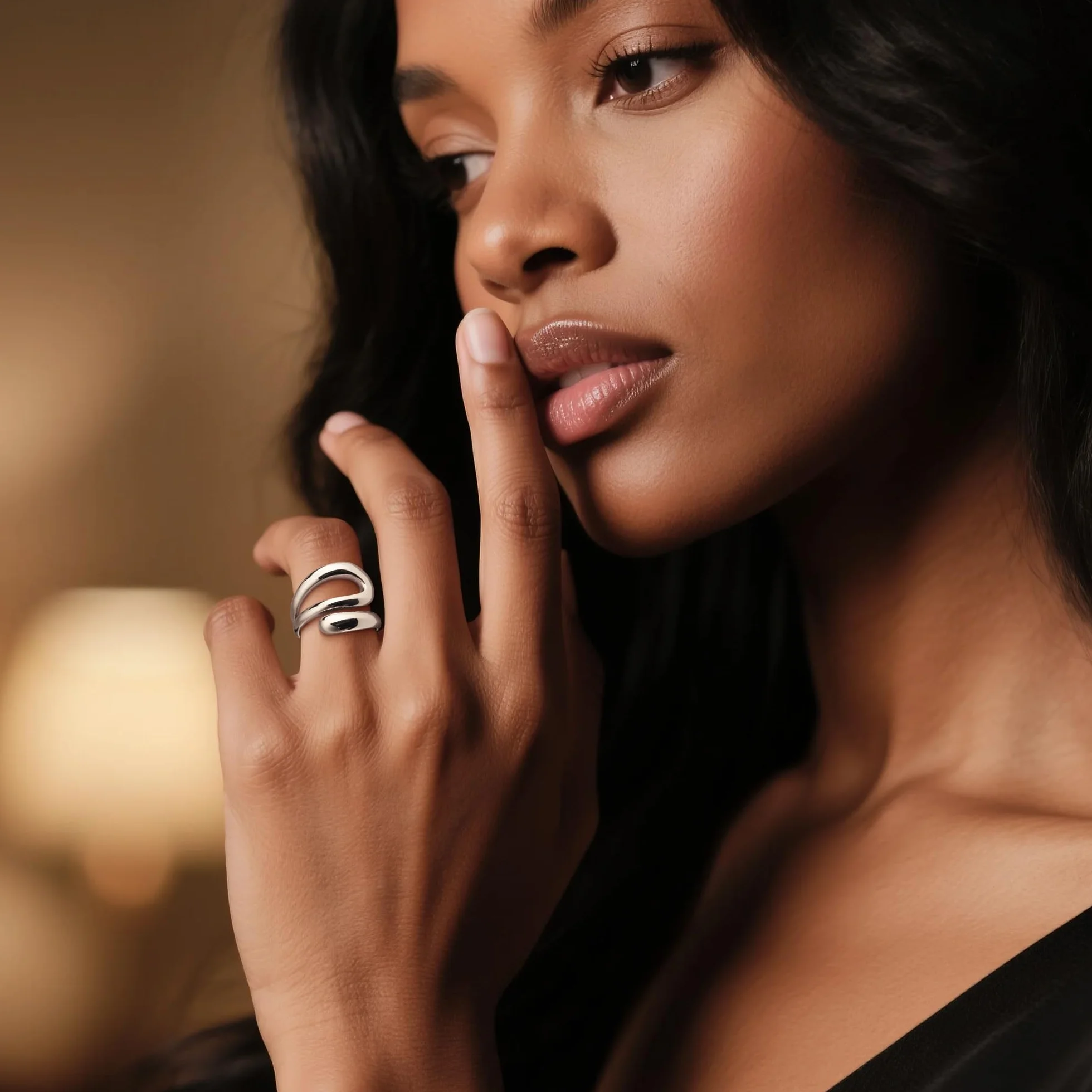 ALEXCRAFT Bague Femme Or/Argent Goutte d'Eau Chunky Acier Hypoallergéniques Plaqué 14K Ajustable