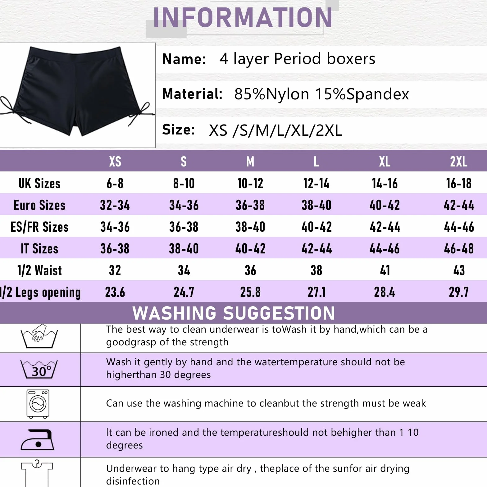 Culotte de Bain Menstruelle Runmeihe pour Femmes, Maillot de Bain Anti Fuite Sport