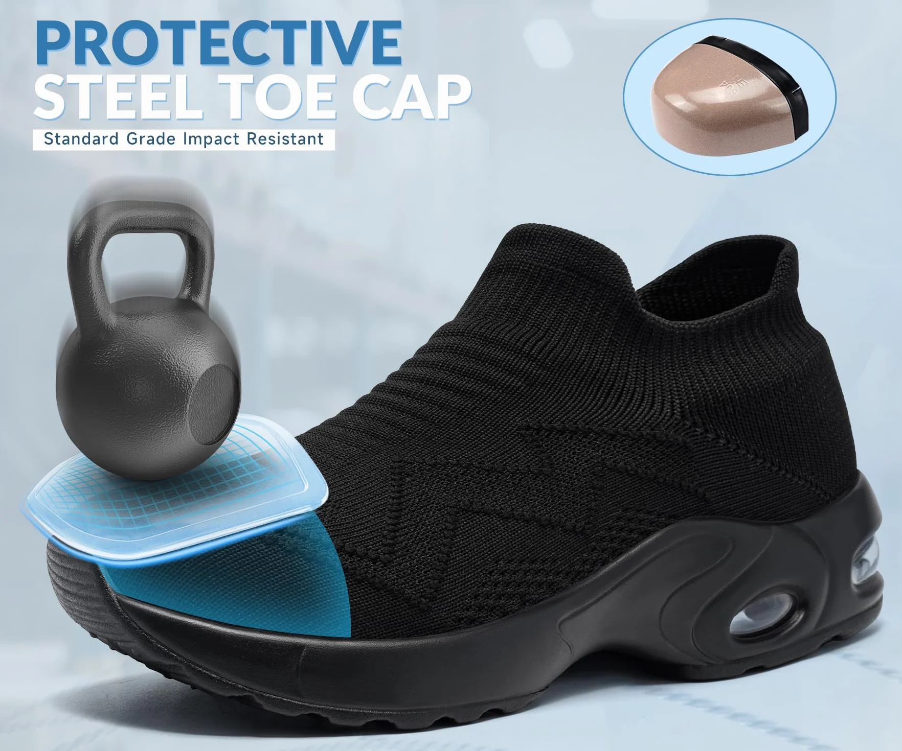 LARNMERN Chaussures de Sécurité Femmes Ultra légère sans Lacets Hands-Free Respirante 35~42.5EU
