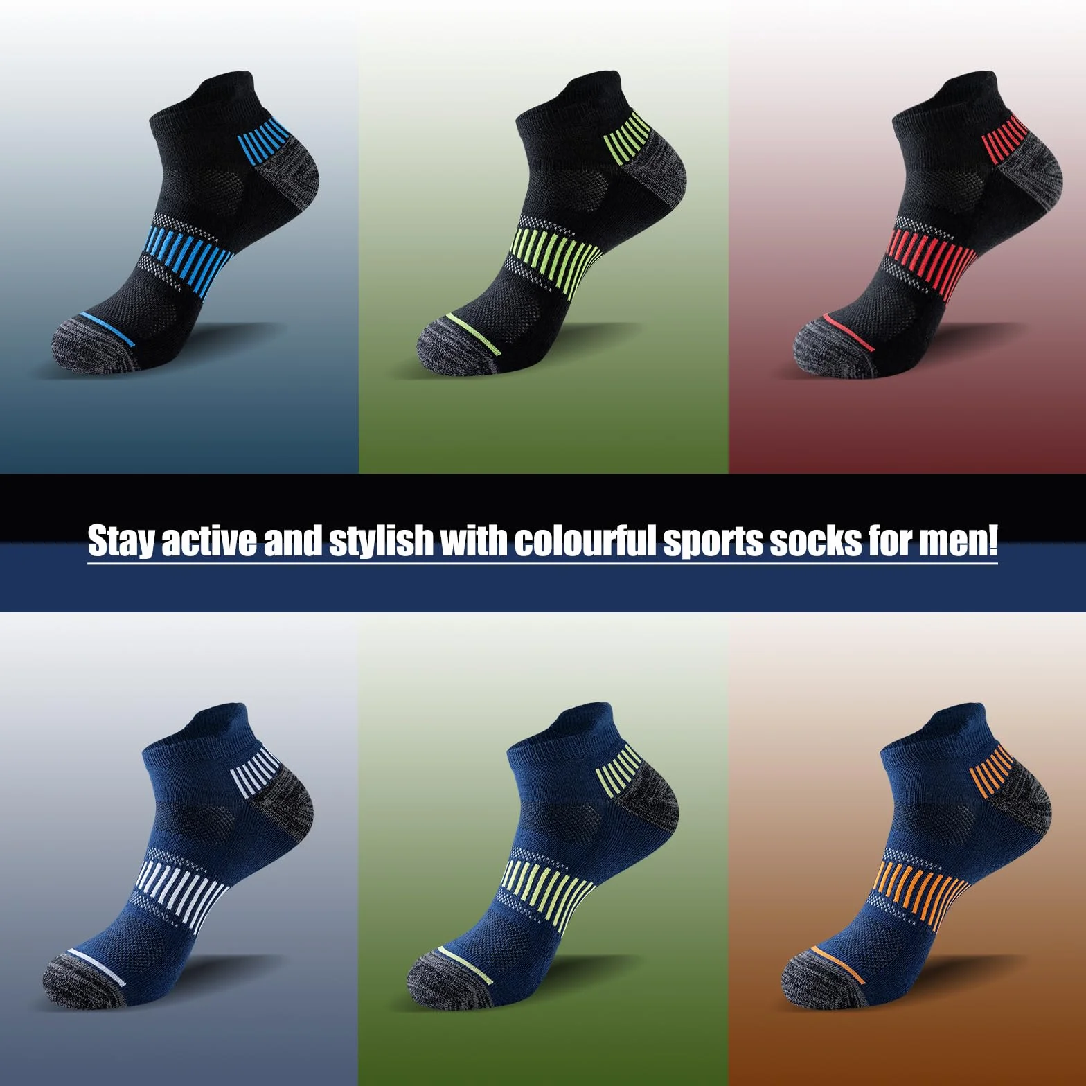 Niorasen Chaussettes Hommes Sport Courtes Coton 6 Paires Course Respirantes 37-42 43-46 47-50