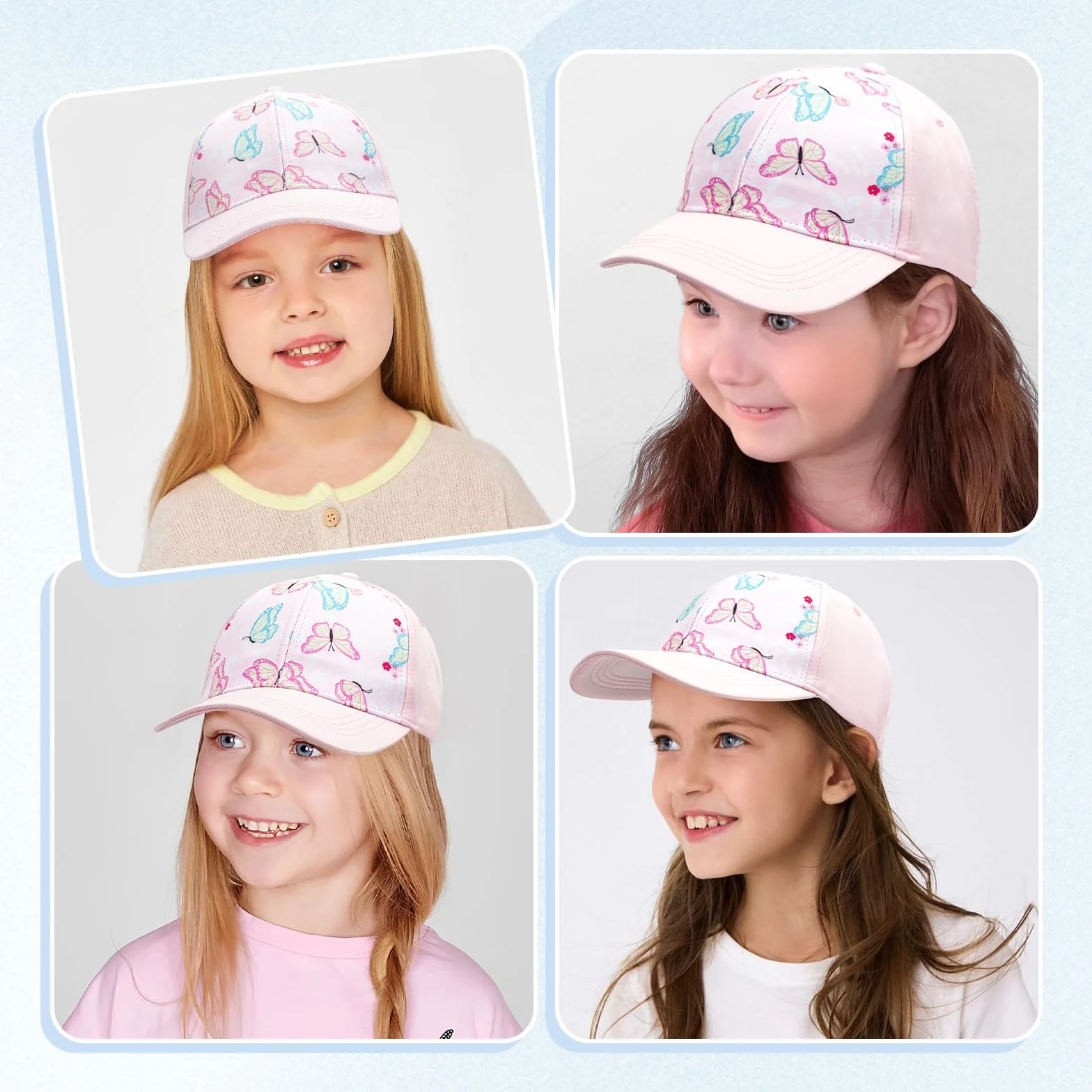 Casquette Enfant Fille Queue de Cheval Baseball Scratch Visière Courbée 53cm