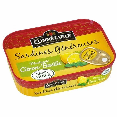 CONNETABLE - Sardines Généreuses Citron Basilic 140G - Lot De 4