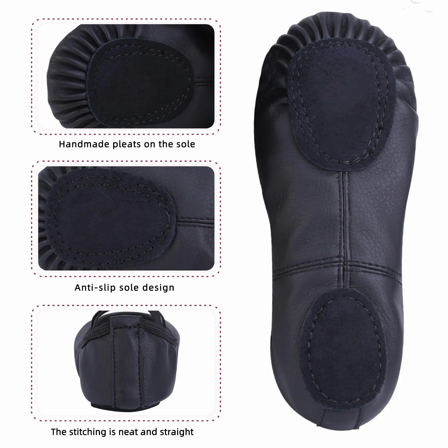 Chausson Danse Classique Fille Simili Cuir Demi Pointe Chaussure de Danse